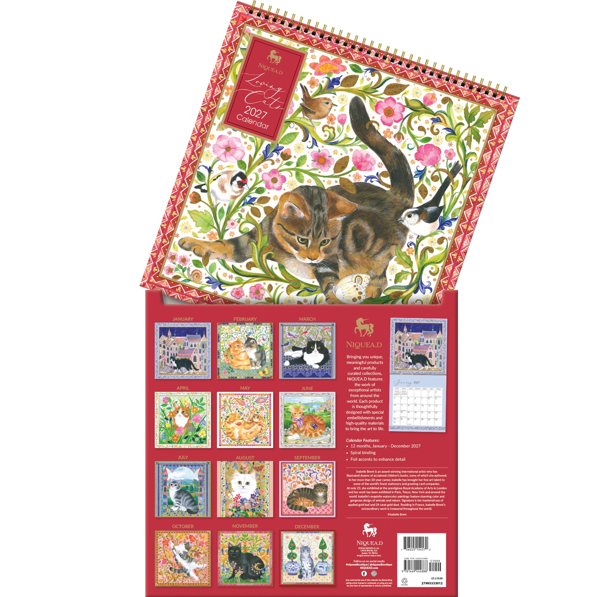2027 Loving Cats - Spiral Square Wall Calendar – image 5