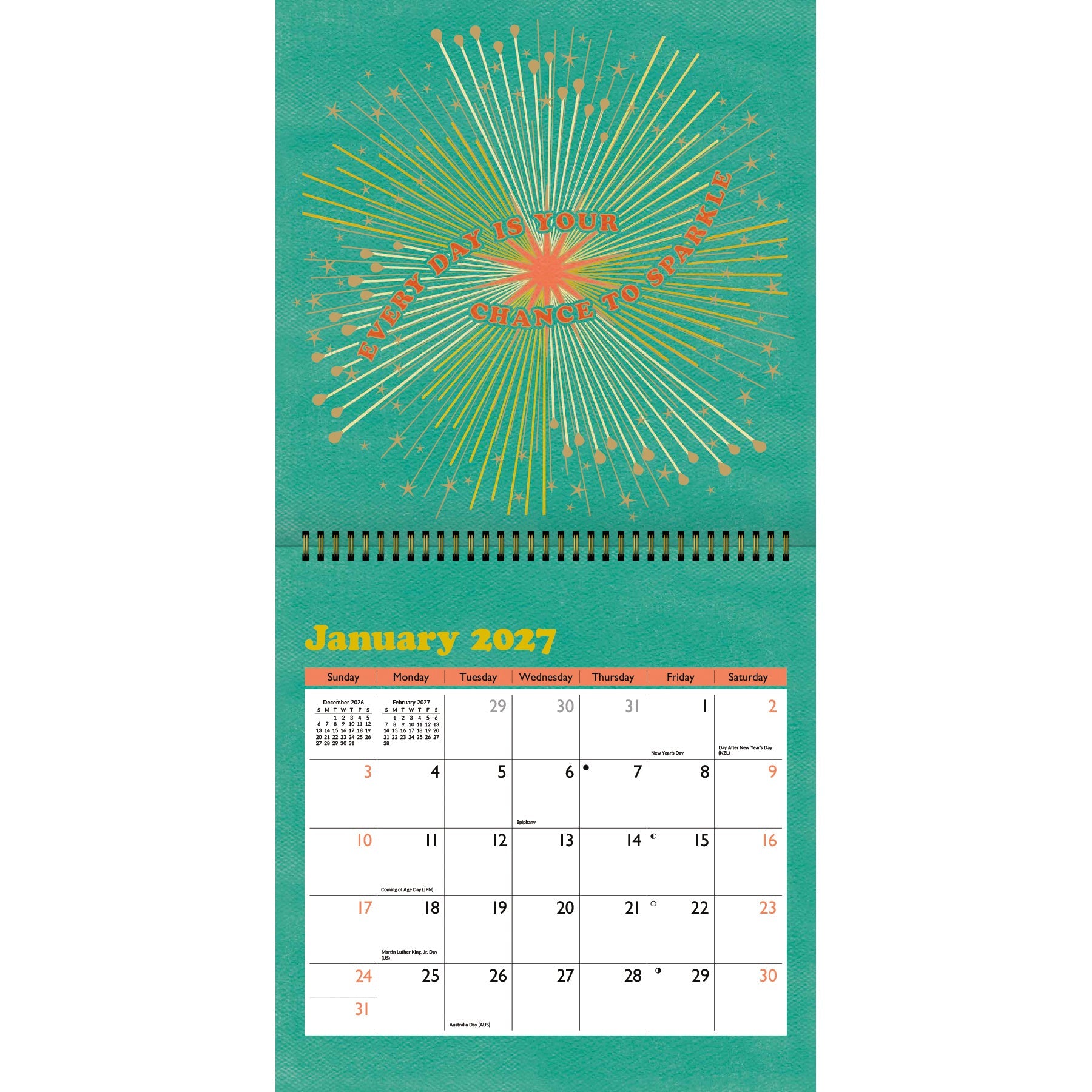 2027 Sunshine Affirmations - Spiral Square Wall Calendar – image 3