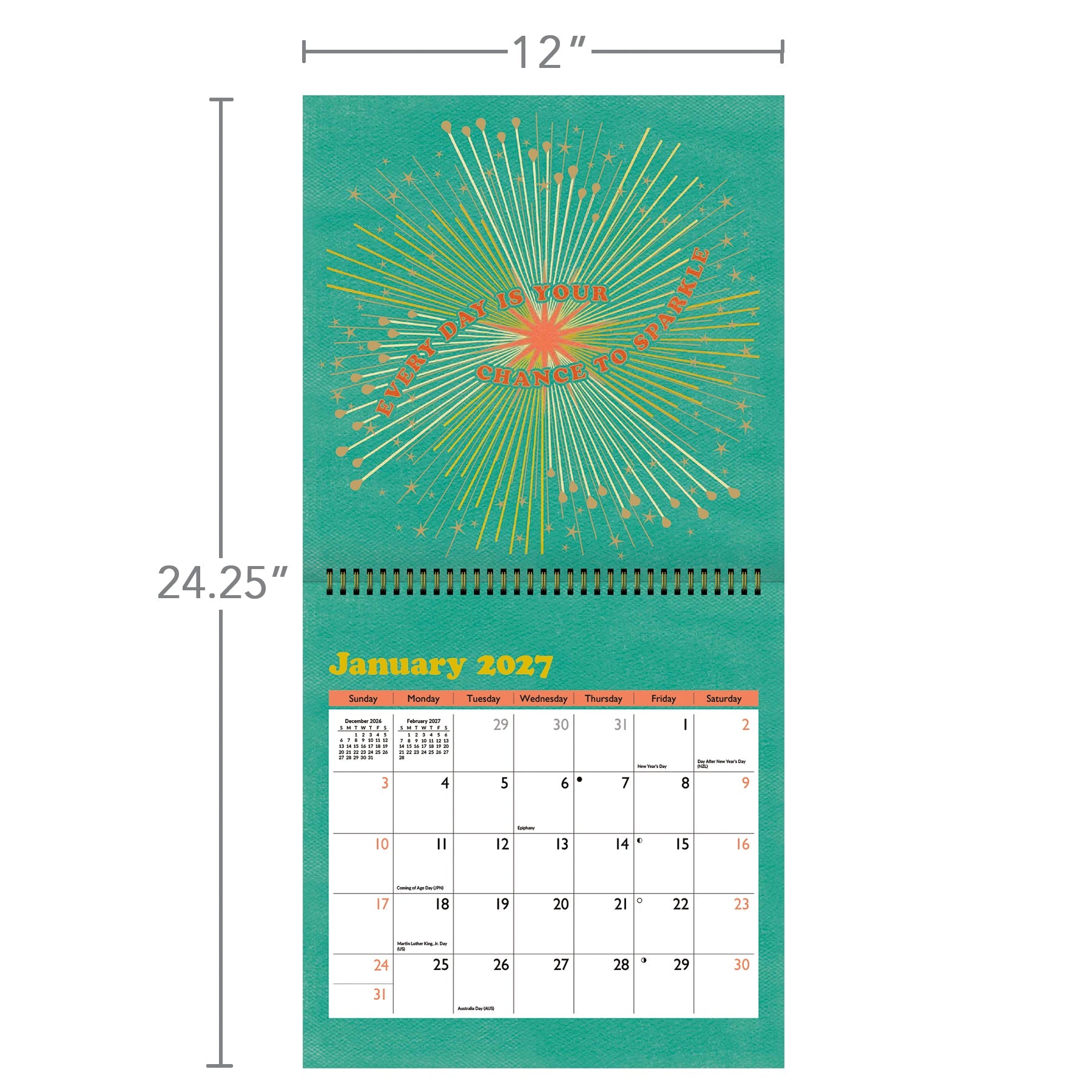2027 Sunshine Affirmations - Spiral Square Wall Calendar – image 4
