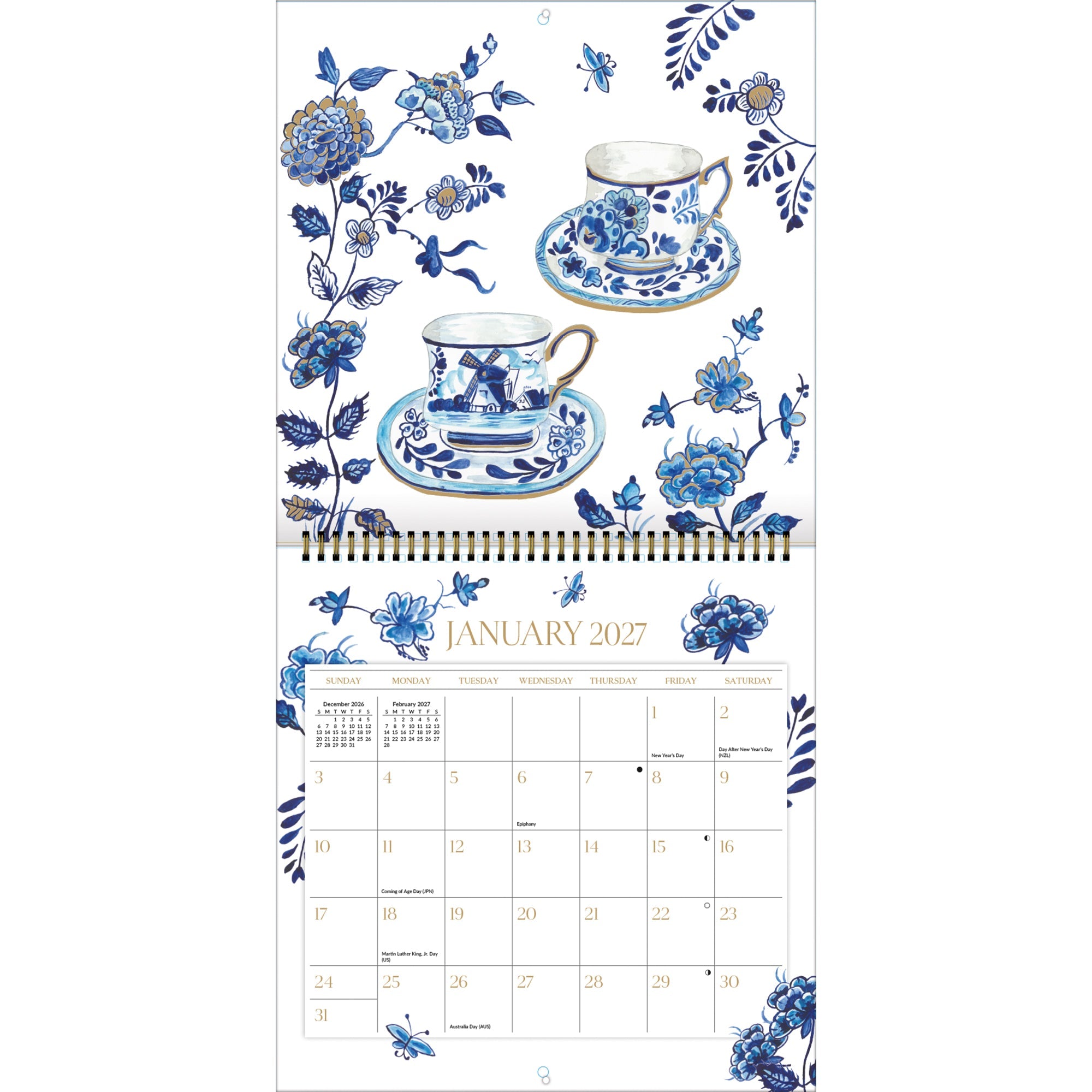 2027 Teacups - Spiral Square Wall Calendar – image 3
