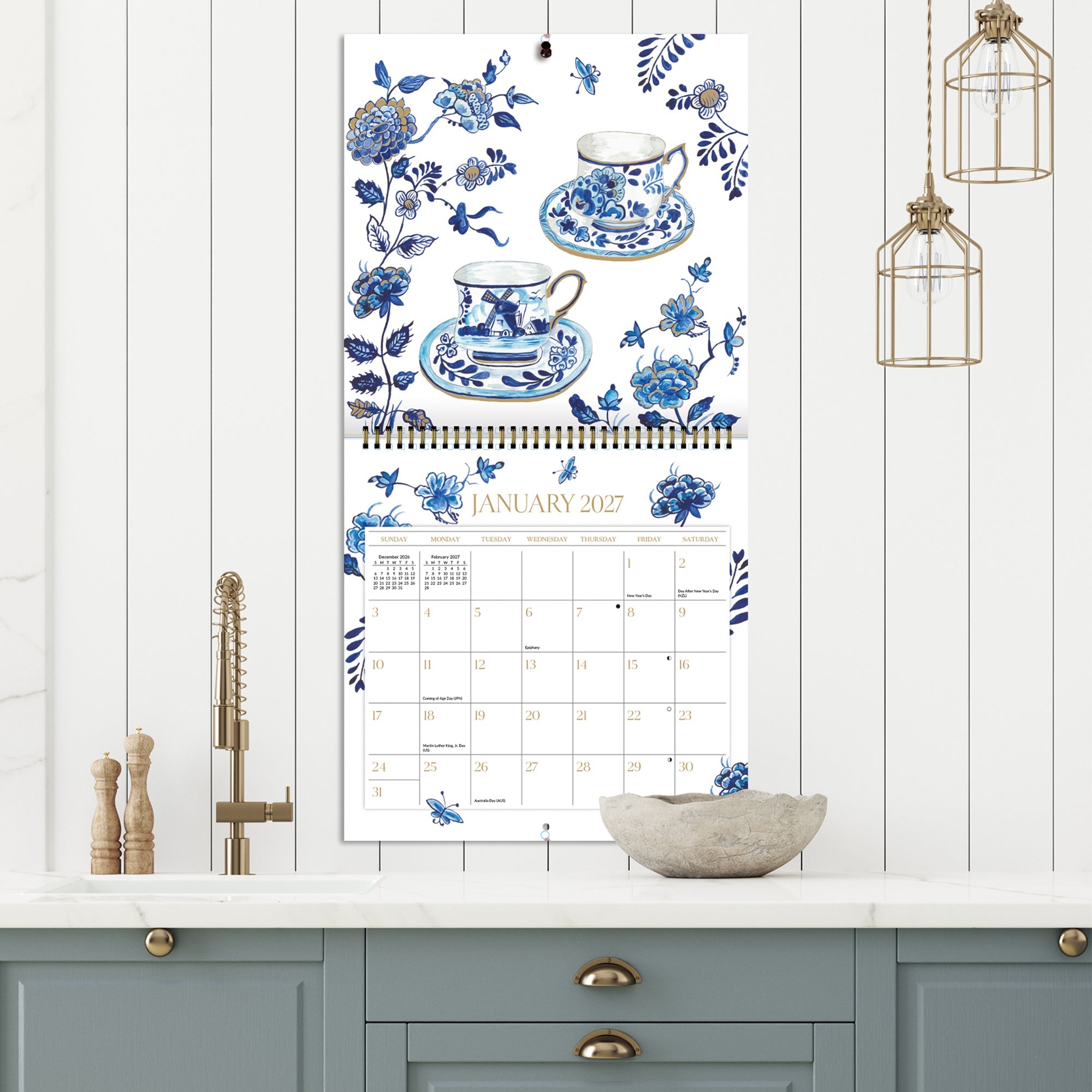 2027 Teacups - Spiral Square Wall Calendar – image 6