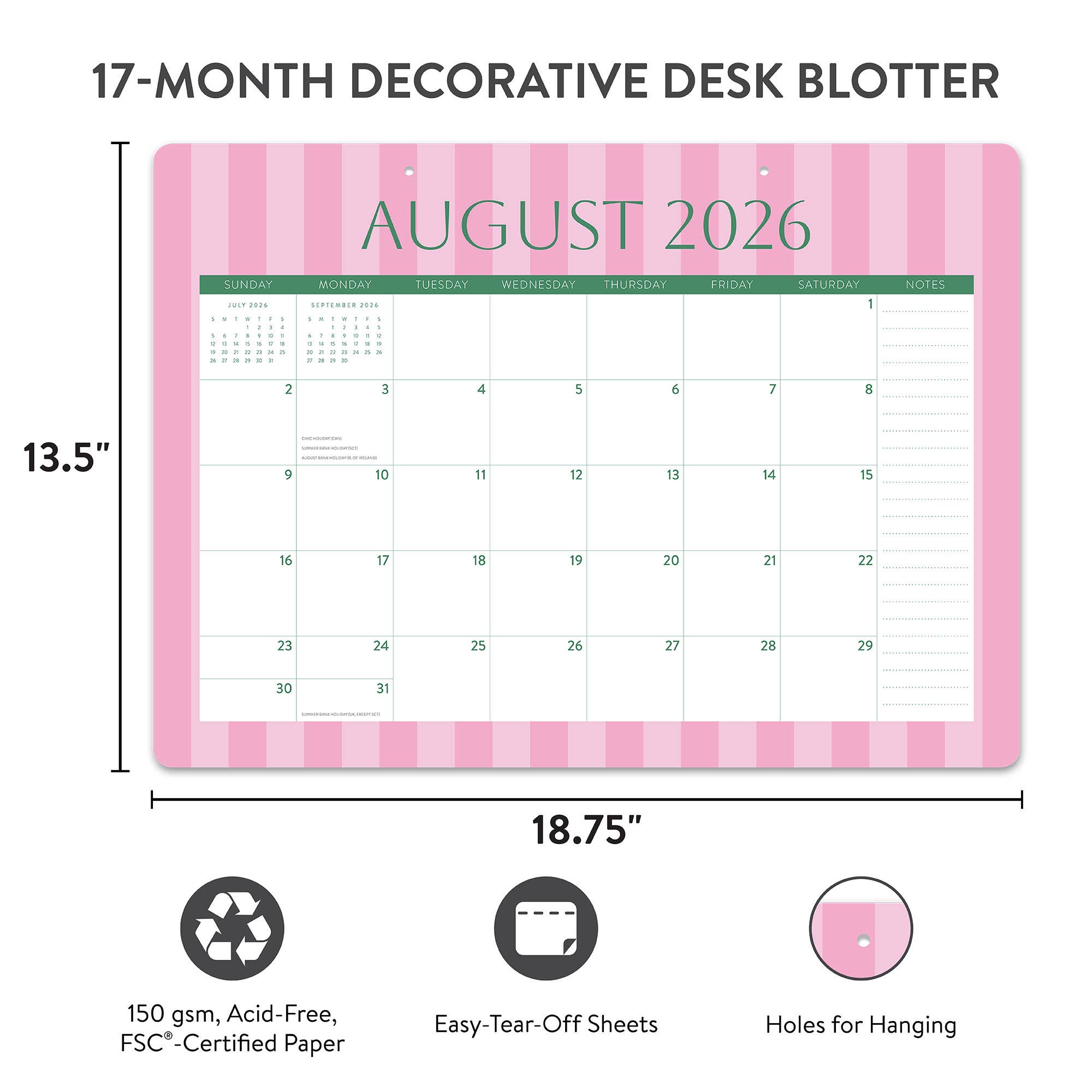 2027 Cabana Stripes Decorative Desk Blotter
