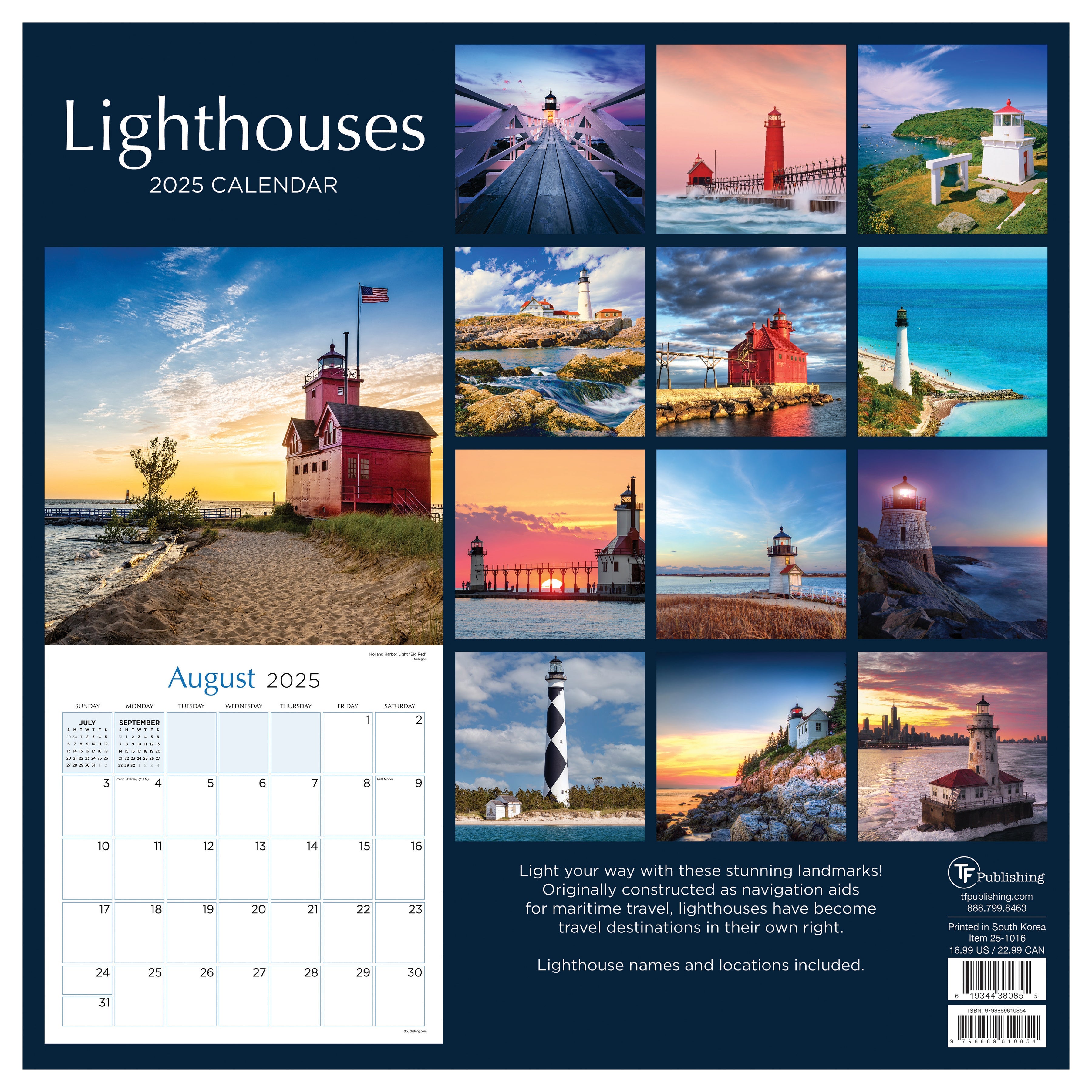 2025 Lighthouses - Square Wall Calendar