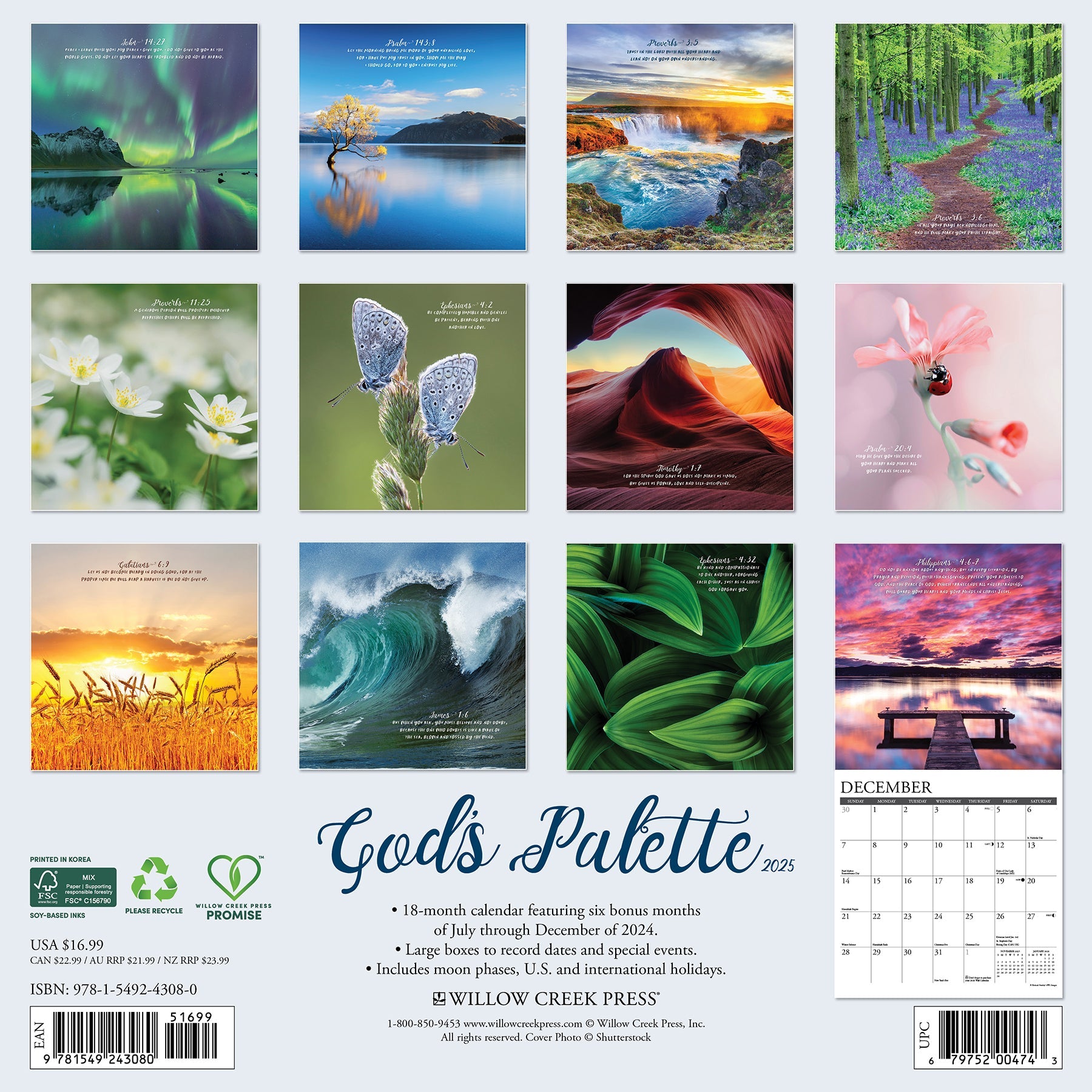 2025 God's Palette - Square Wall Calendar