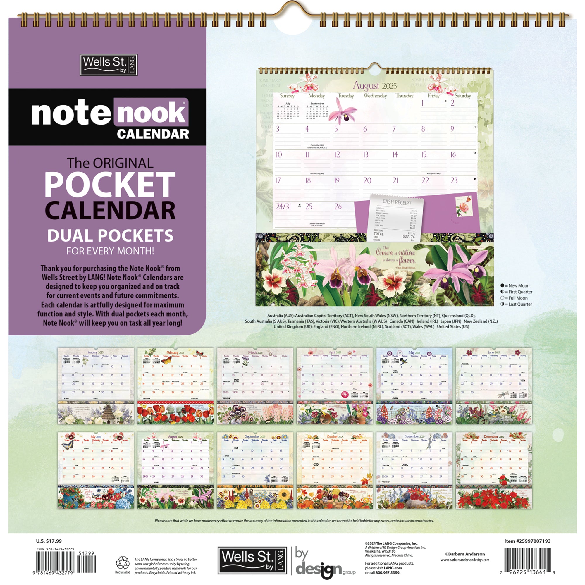2025 Botanical Gardens - LANG Note Nook Square Wall Calendar