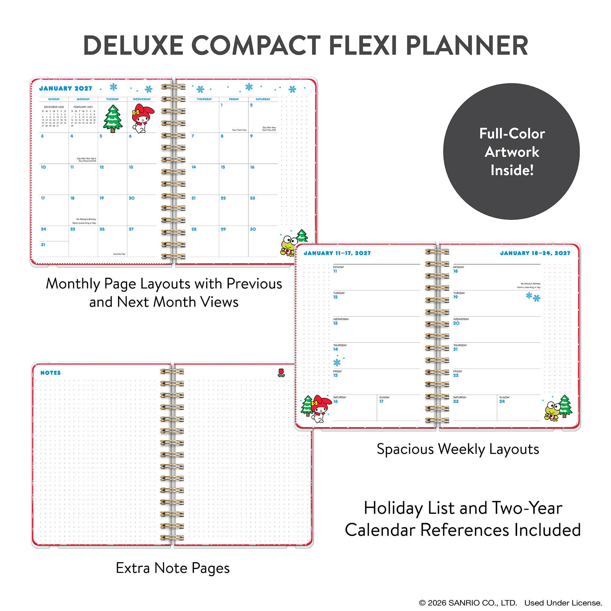 2027 Hello Kitty and Friends Retro Deluxe Compact Flexi Planner