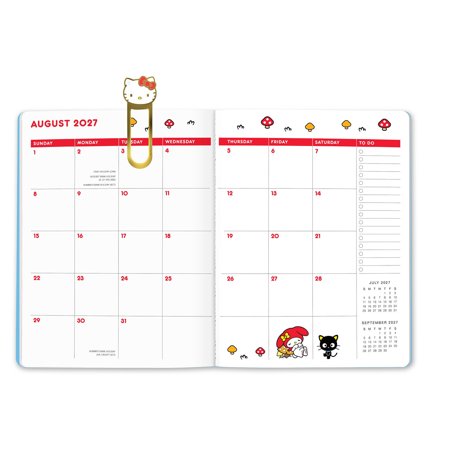 2027 Hello Kitty and Friends Retro Just Right Monthly Planner with Enamel Charm Bookmark