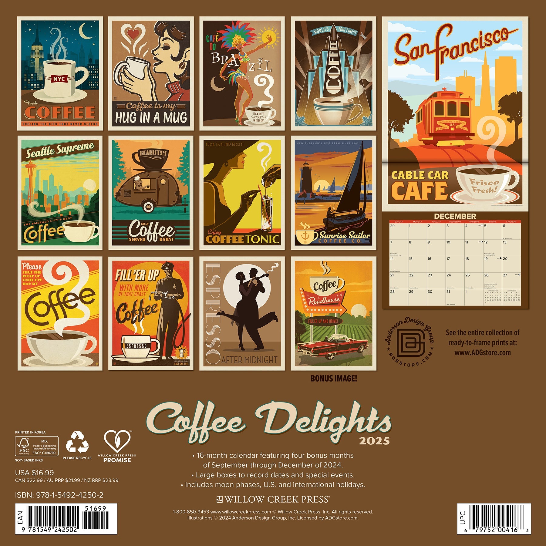 2025 Coffee Delights (Anderson Design Group) - Square Wall Calendar