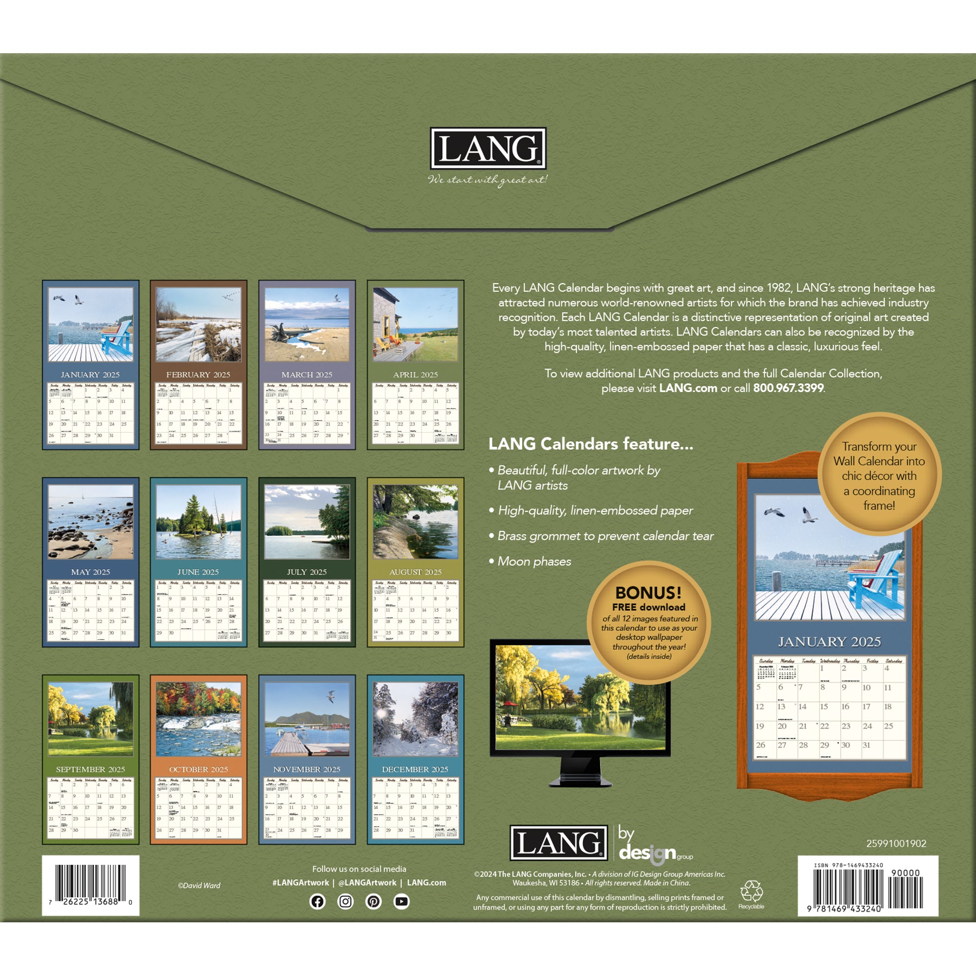 2025 Cottage Country By David Ward - LANG Deluxe Wall Calendar