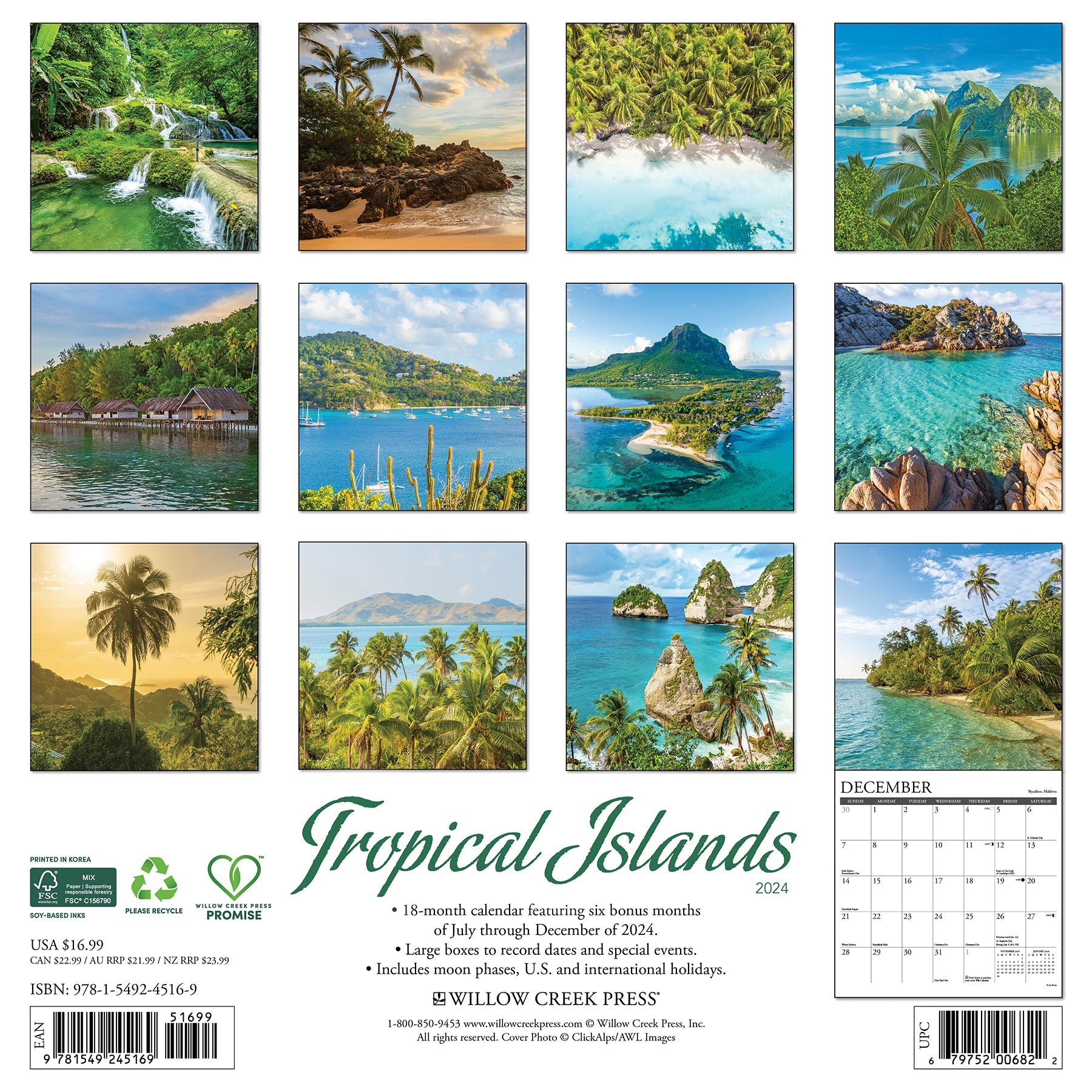 2025 Tropical Islands - Square Wall Calendar