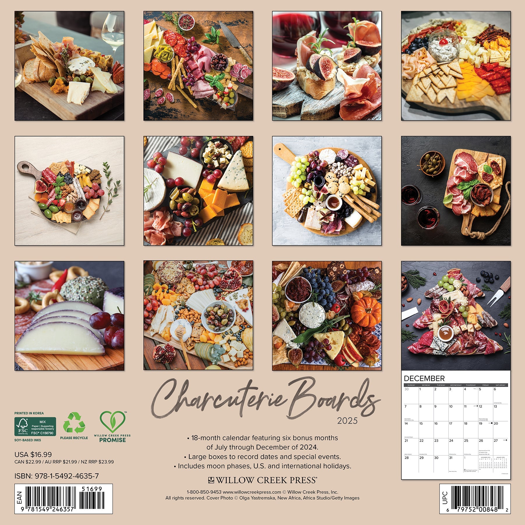 2025 Charcuterie Boards - Square Wall Calendar