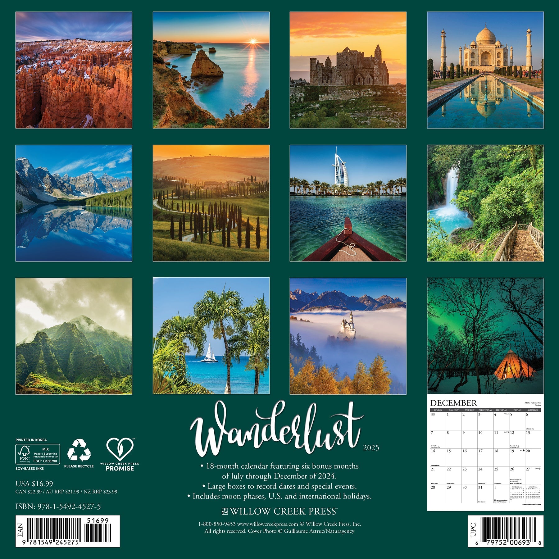 2025 Wanderlust - Square Wall Calendar