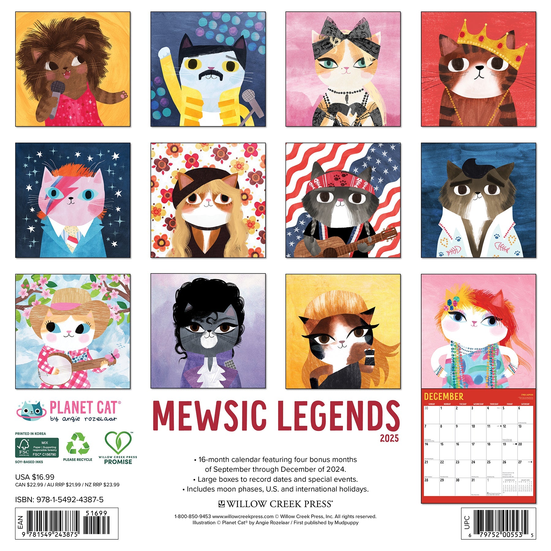 2025 Mewsic Legends - Square Wall Calendar