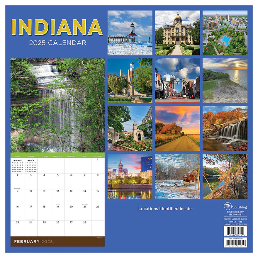 2025 Indiana - Square Wall Calendar