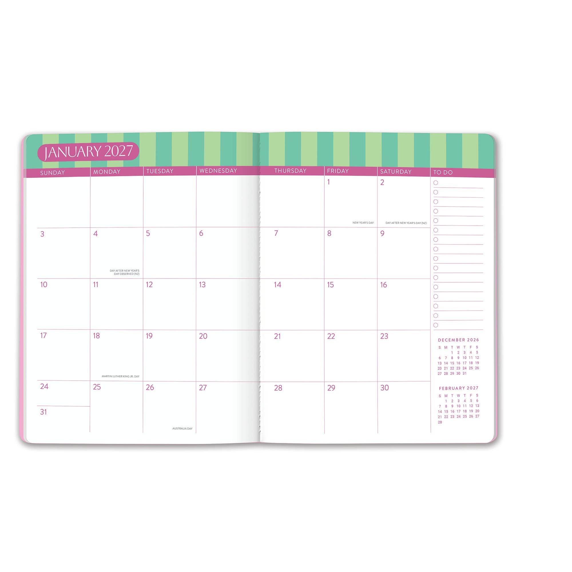 2027 Cabana Stripes Just Right Monthly Planner