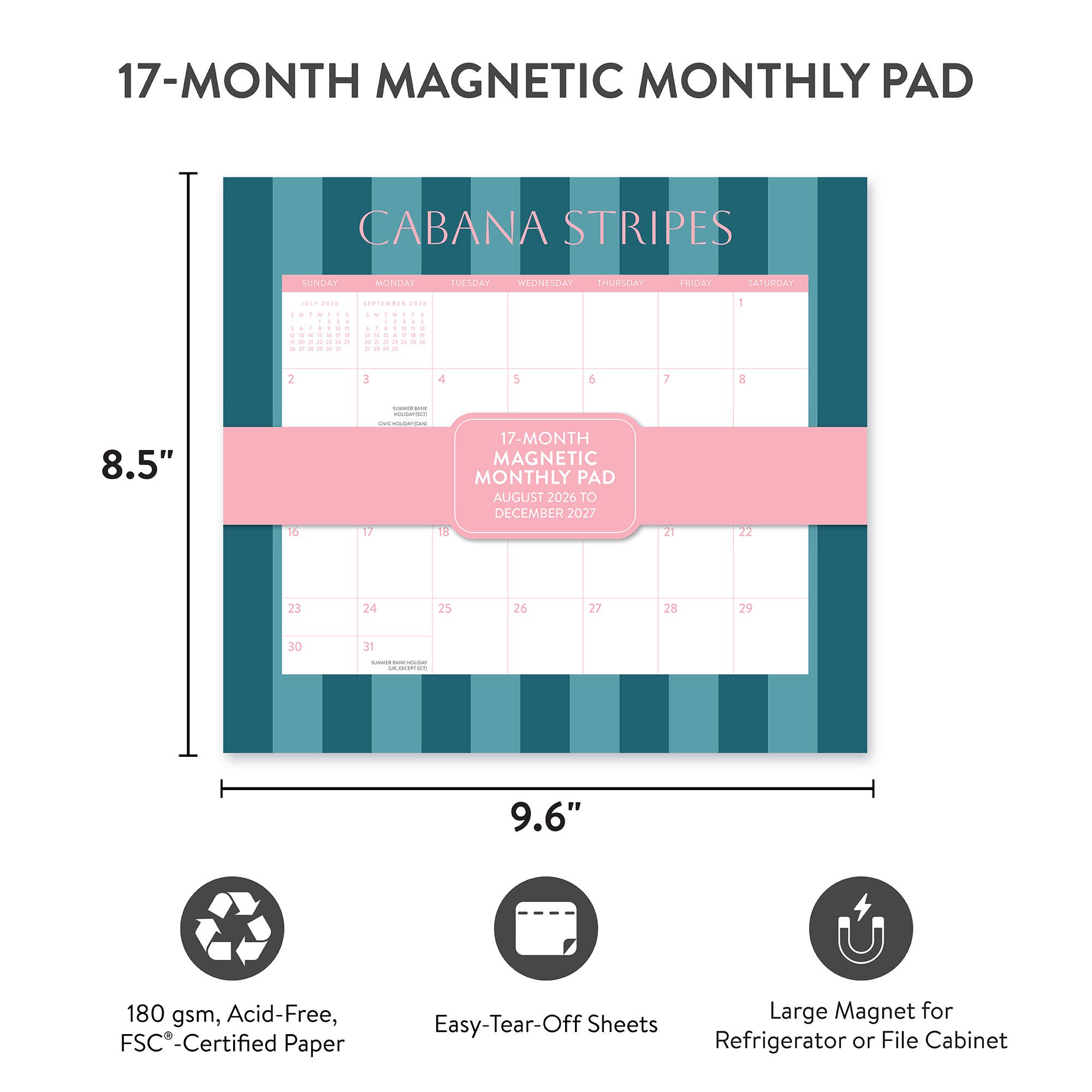 2027 Cabana Stripes Magnetic Monthly Pad