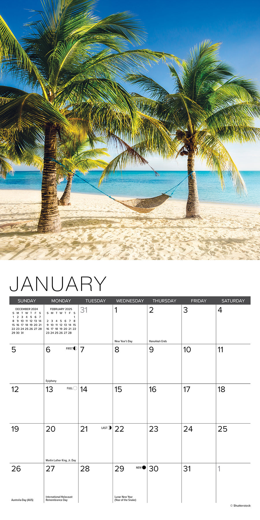 2025 Beaches - Mini Wall Calendar