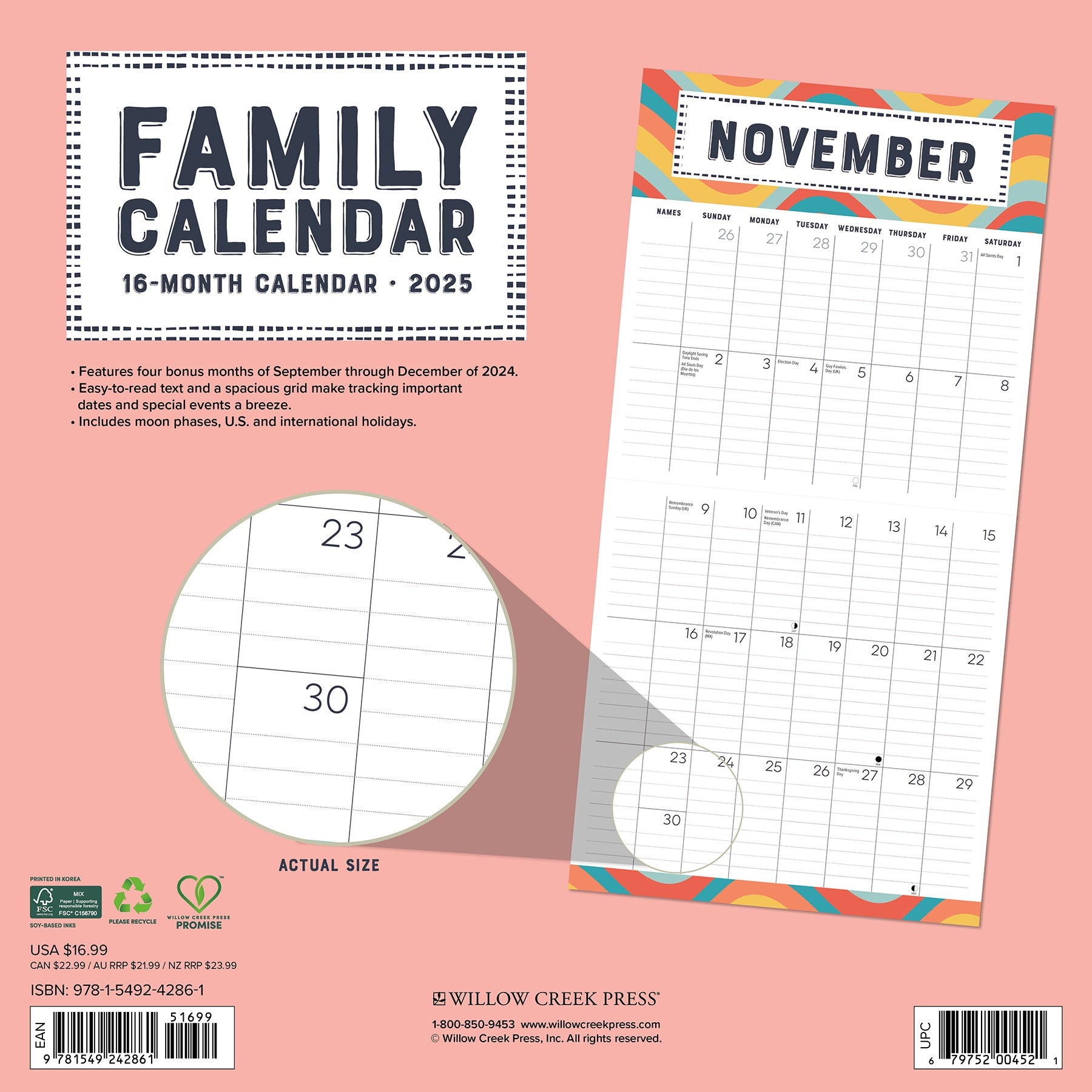 2025 Family Planner Calendar - Square Wall Calendar