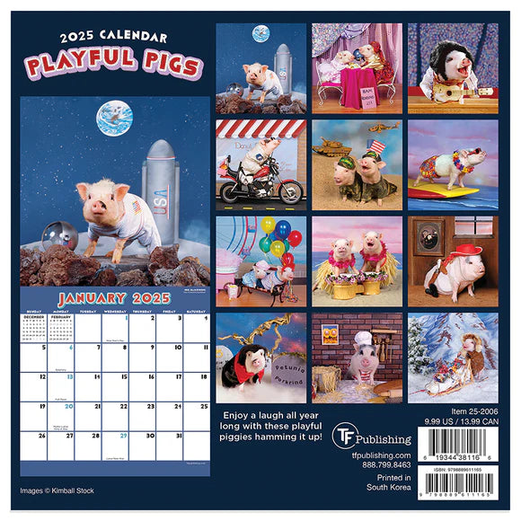 2025 Playful Pigs - Mini Wall Calendar