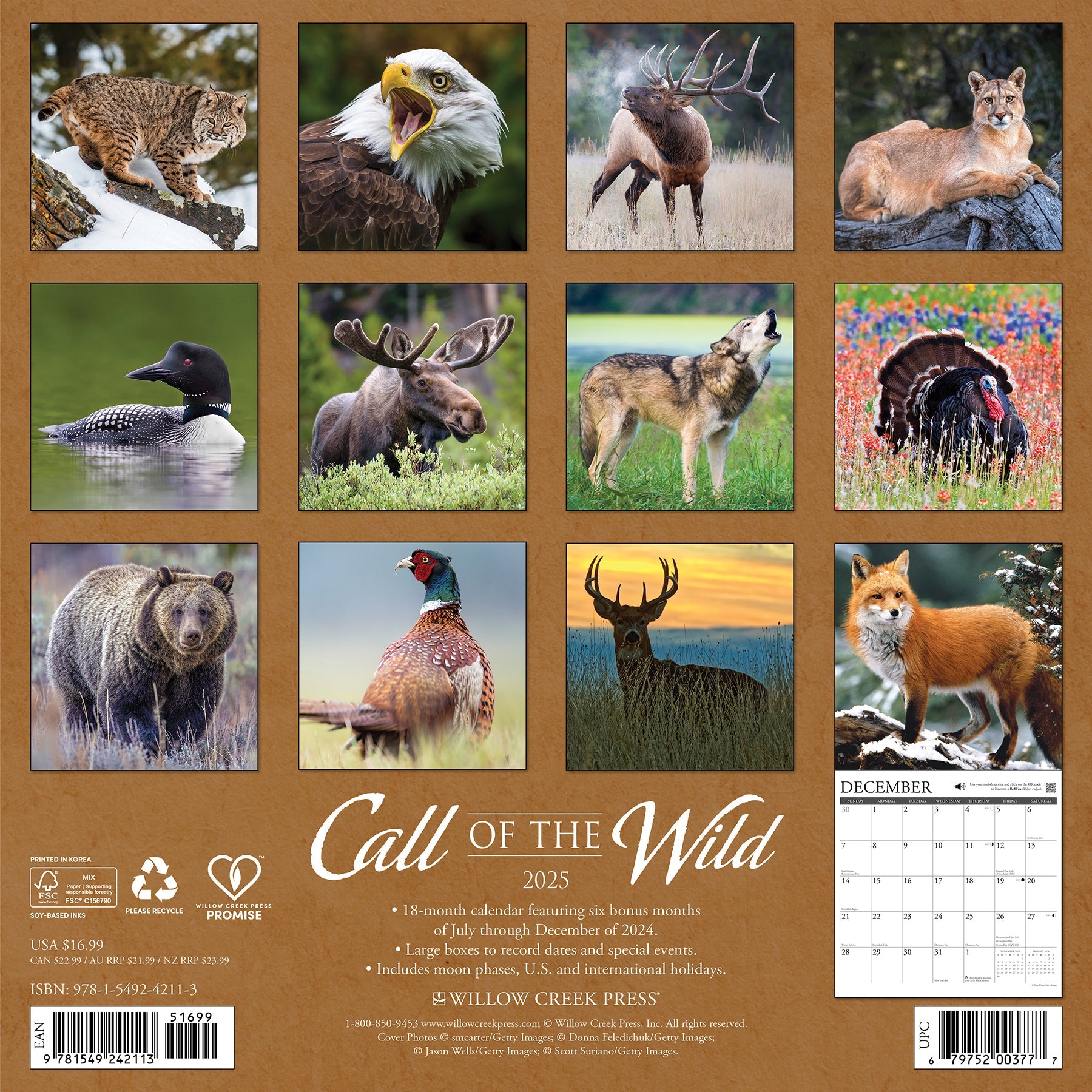 2025 Call of the Wild - Square Wall Calendar