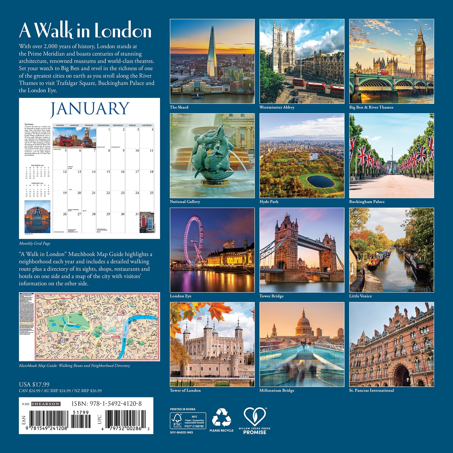 2025 A Walk in London - Square Wall Calendar