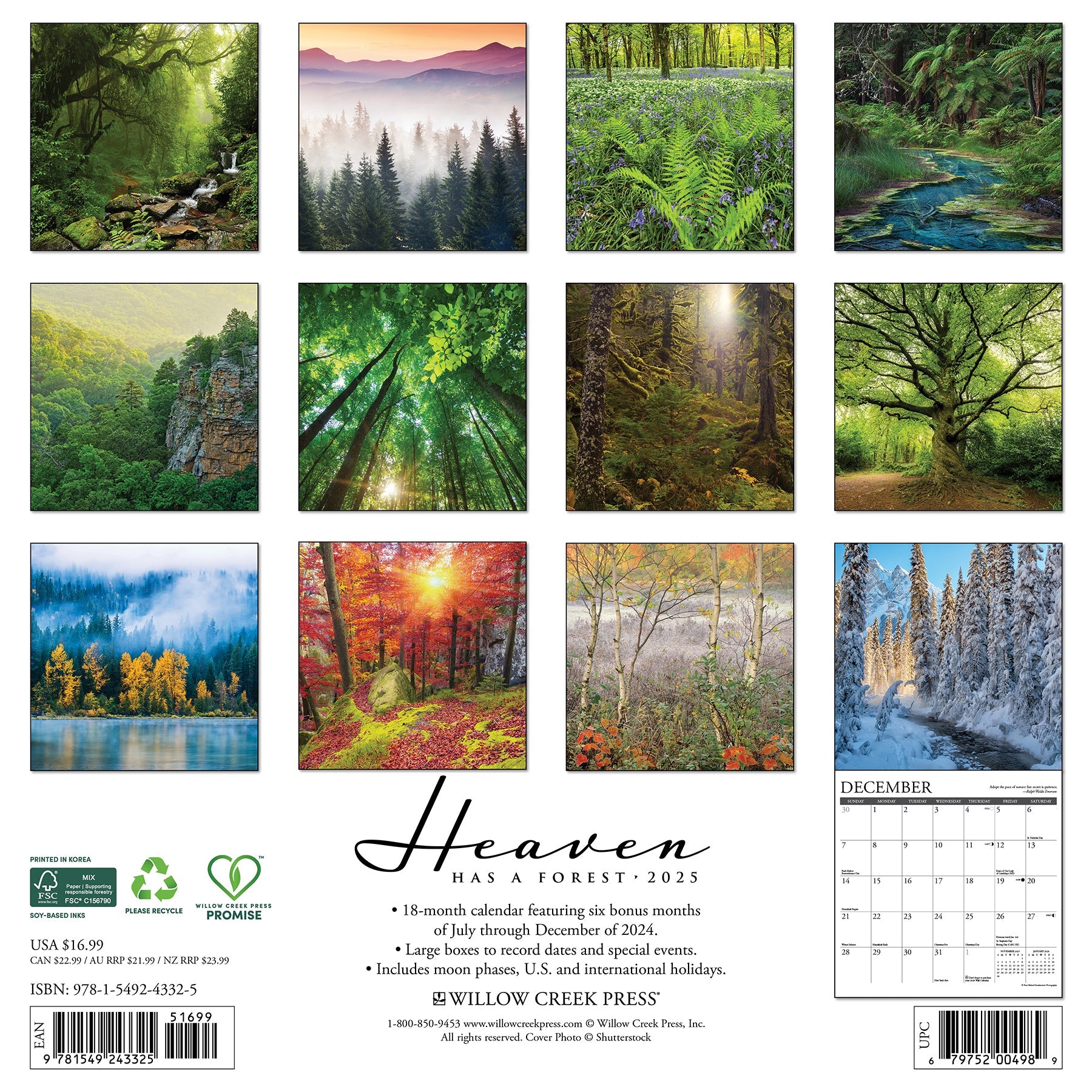 2025 Heaven Has a Forest - Square Wall Calendar