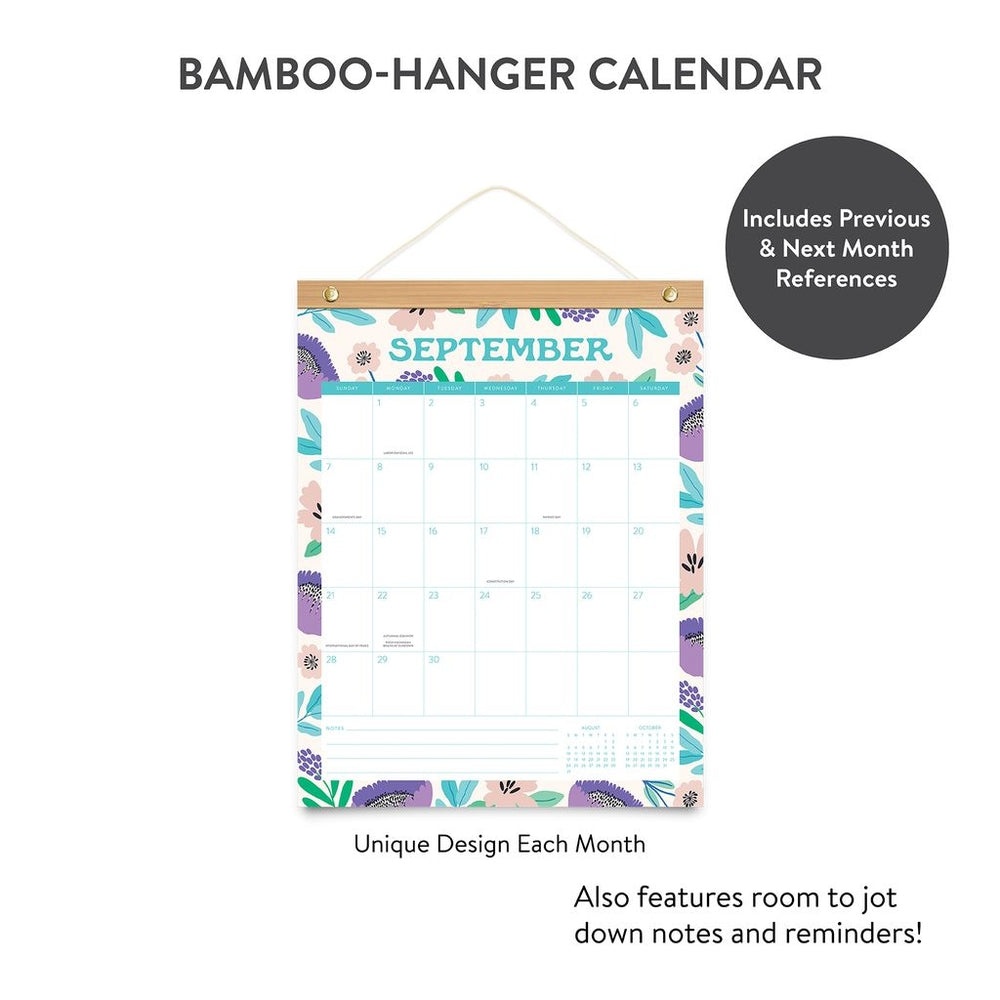 2025 Botanical Bliss Bamboo-Hanger - Deluxe Wall Calendar by Orange Circle Studio