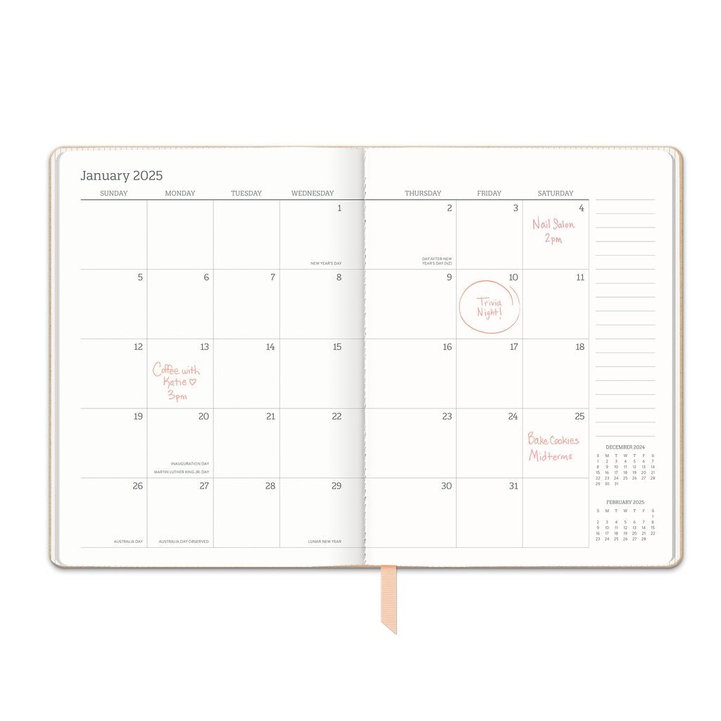 2025 Flowers on Rose Quartz - Large Dual-Textured Weekly & Monthly Diary/Planner by Orange Circle Studio