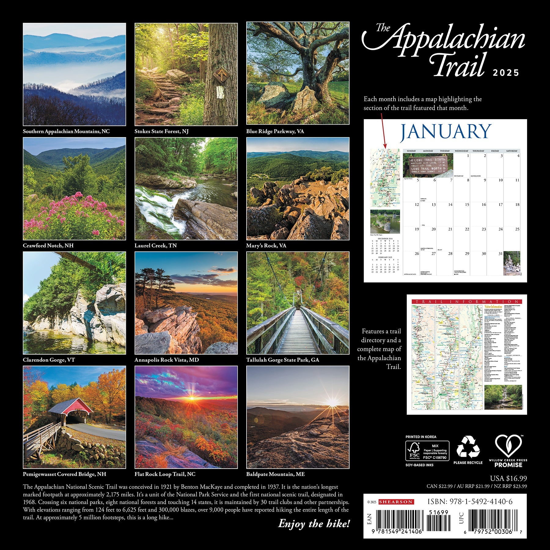 2025 Appalachian Trail - Square Wall Calendar