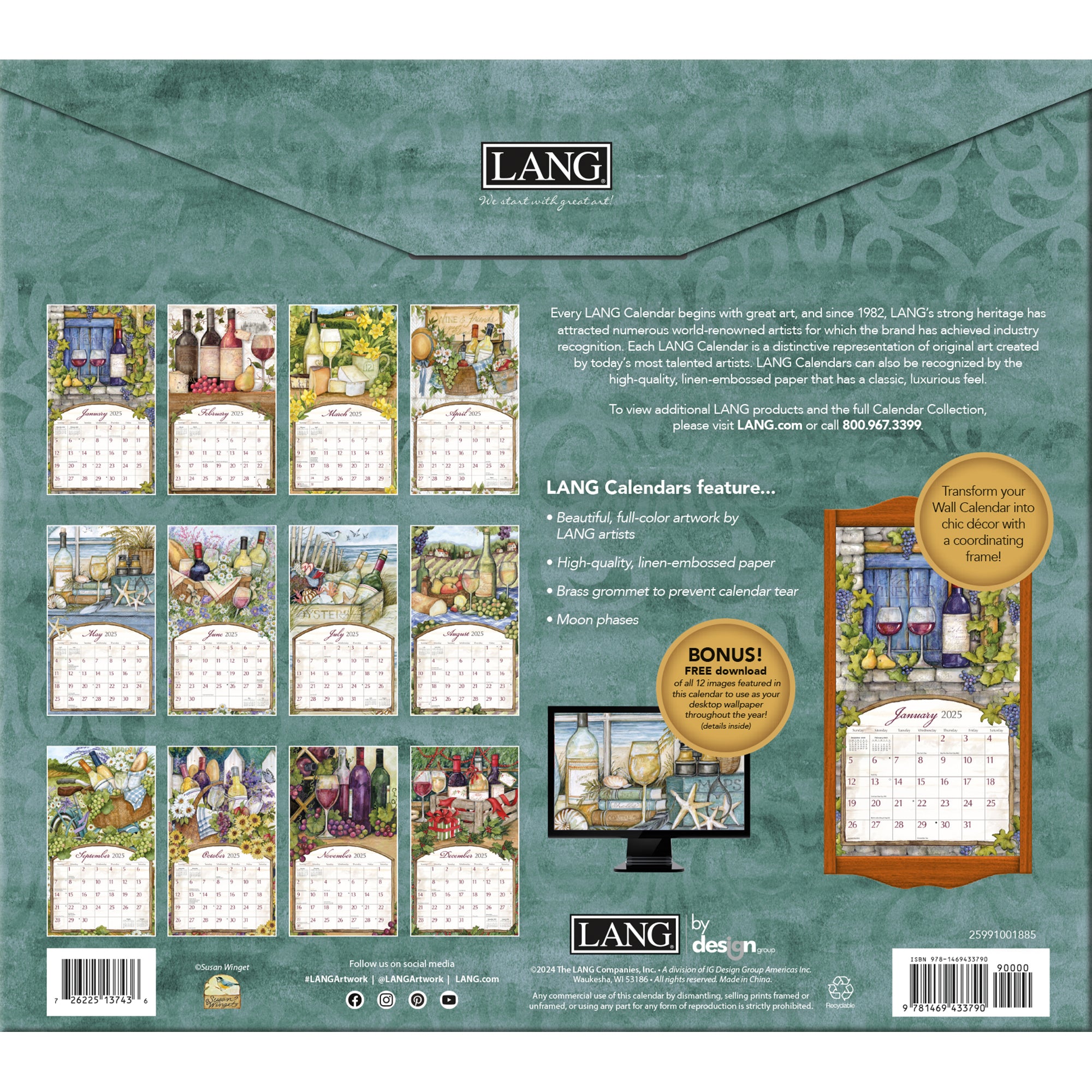 2025 Wine Country By Susan Winget - LANG Deluxe Wall Calendar