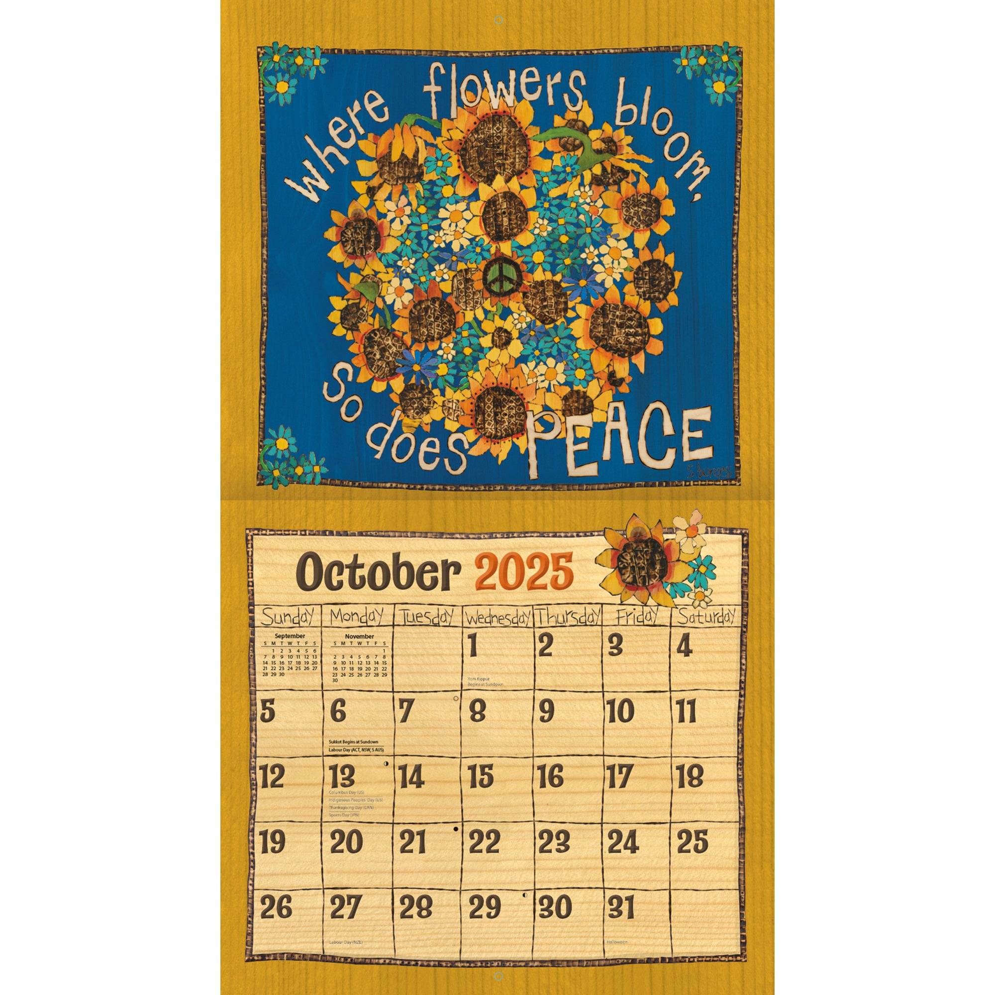 2025 Painted Peace By Stephanie Burgess - LANG Deluxe Wall Calendar