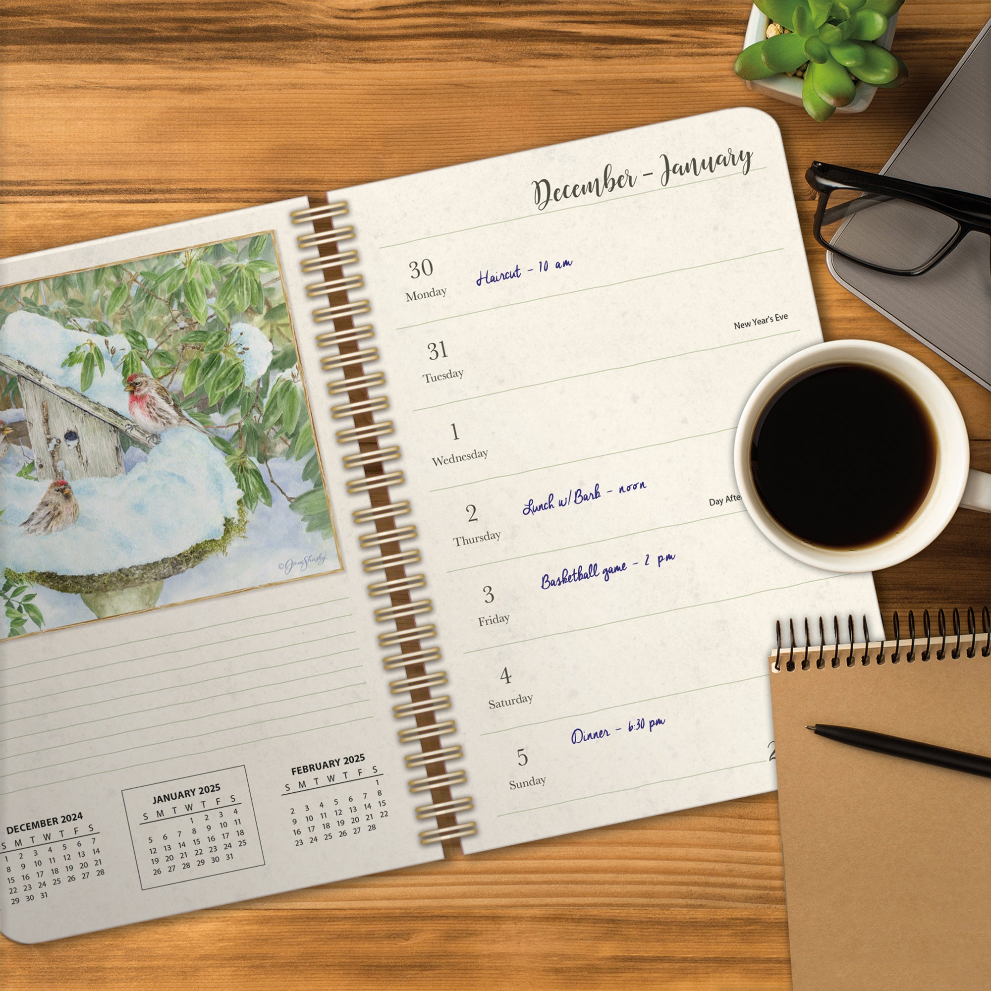 2025 Birds In The Garden - LANG Monthly Engagement Diary/Planner