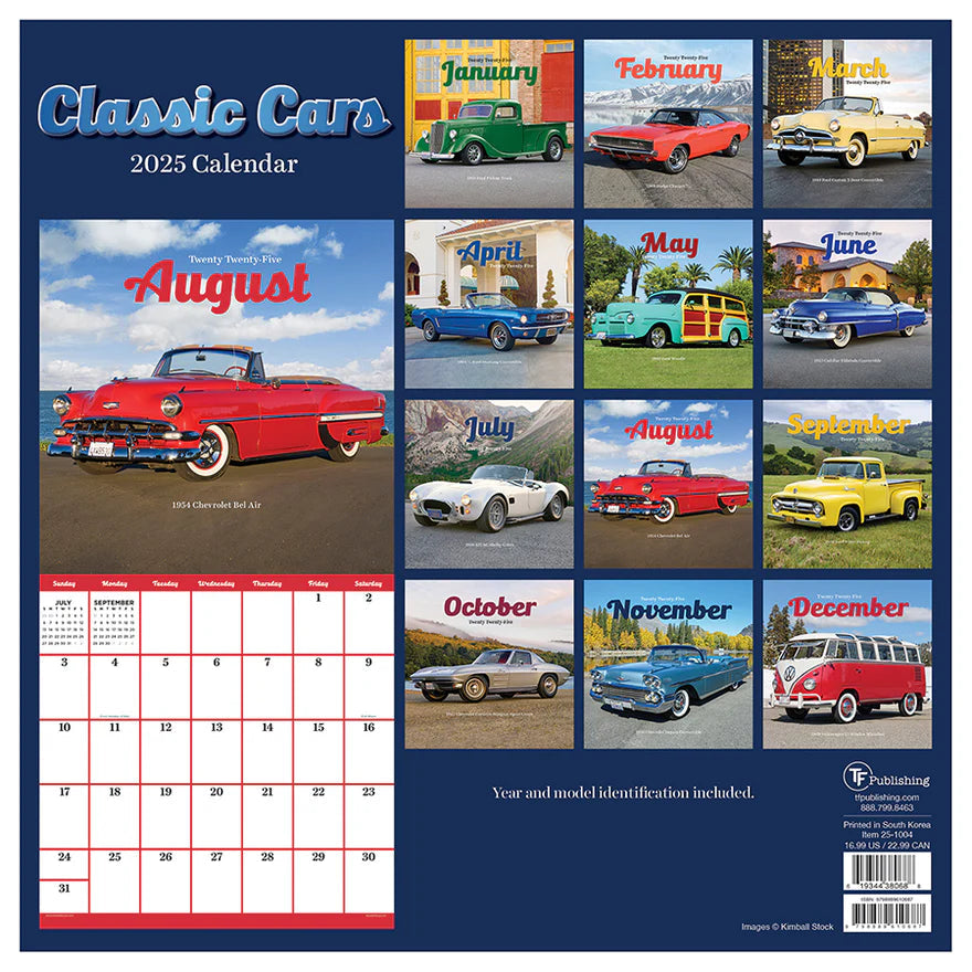 2025 Classic Cars - Square Wall Calendar