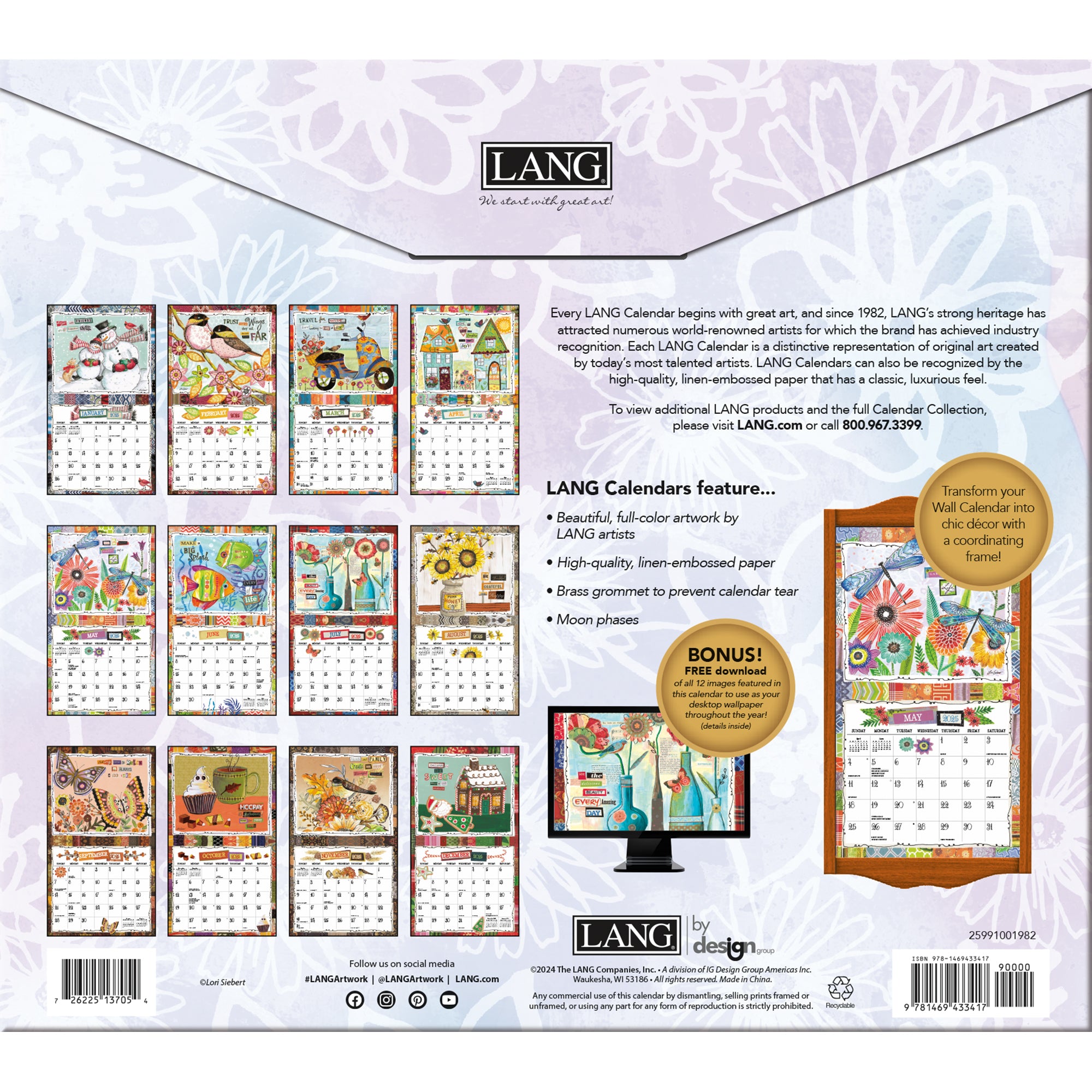 2025 Happy Life By Lori Siebert - LANG Deluxe Wall Calendar