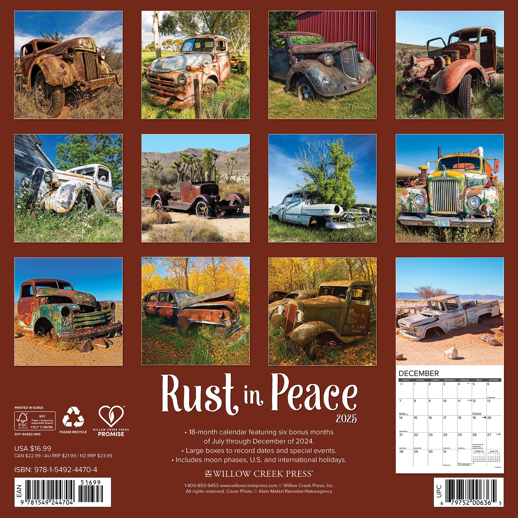 2025 Rust in Peace - Square Wall Calendar