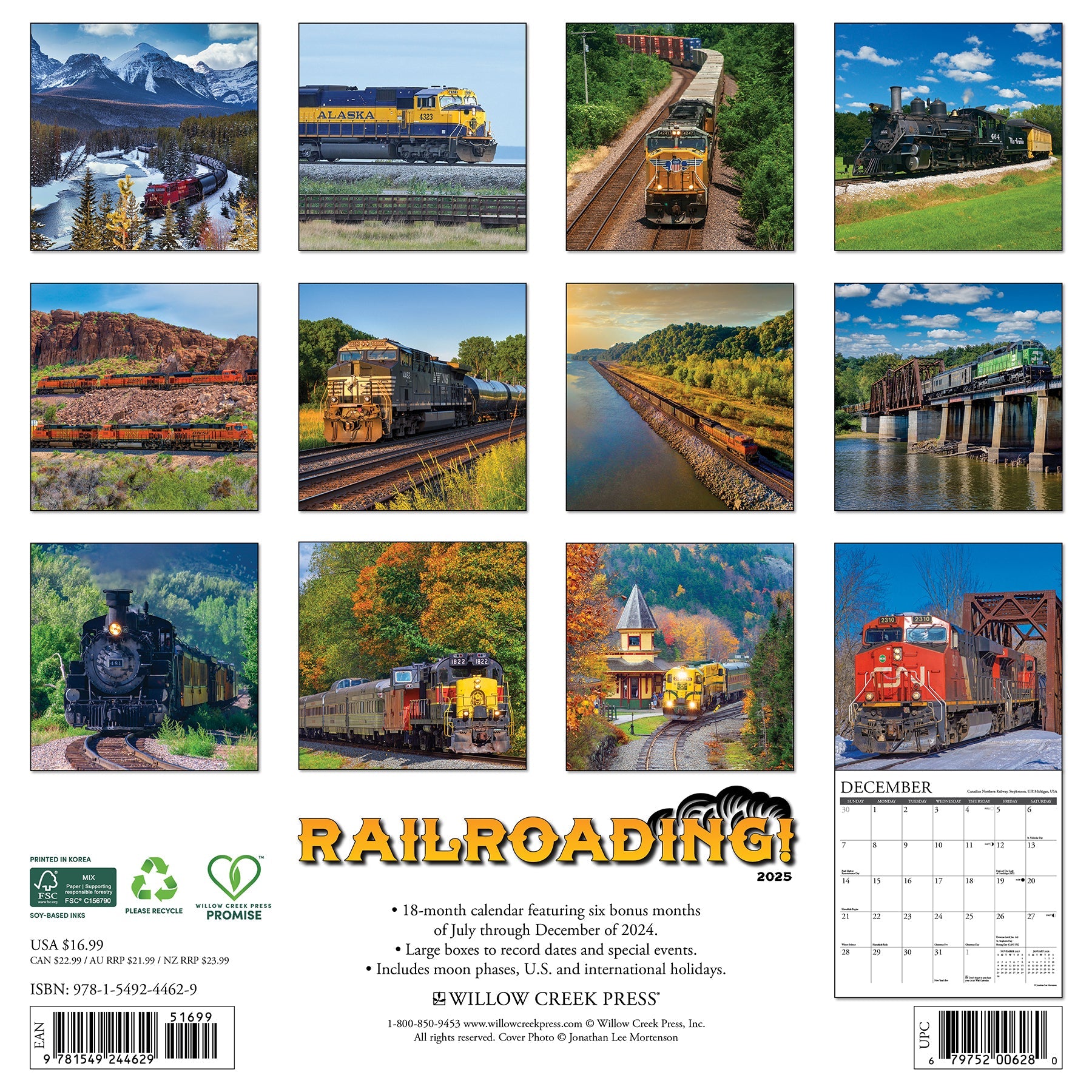 2025 Railroading - Square Wall Calendar