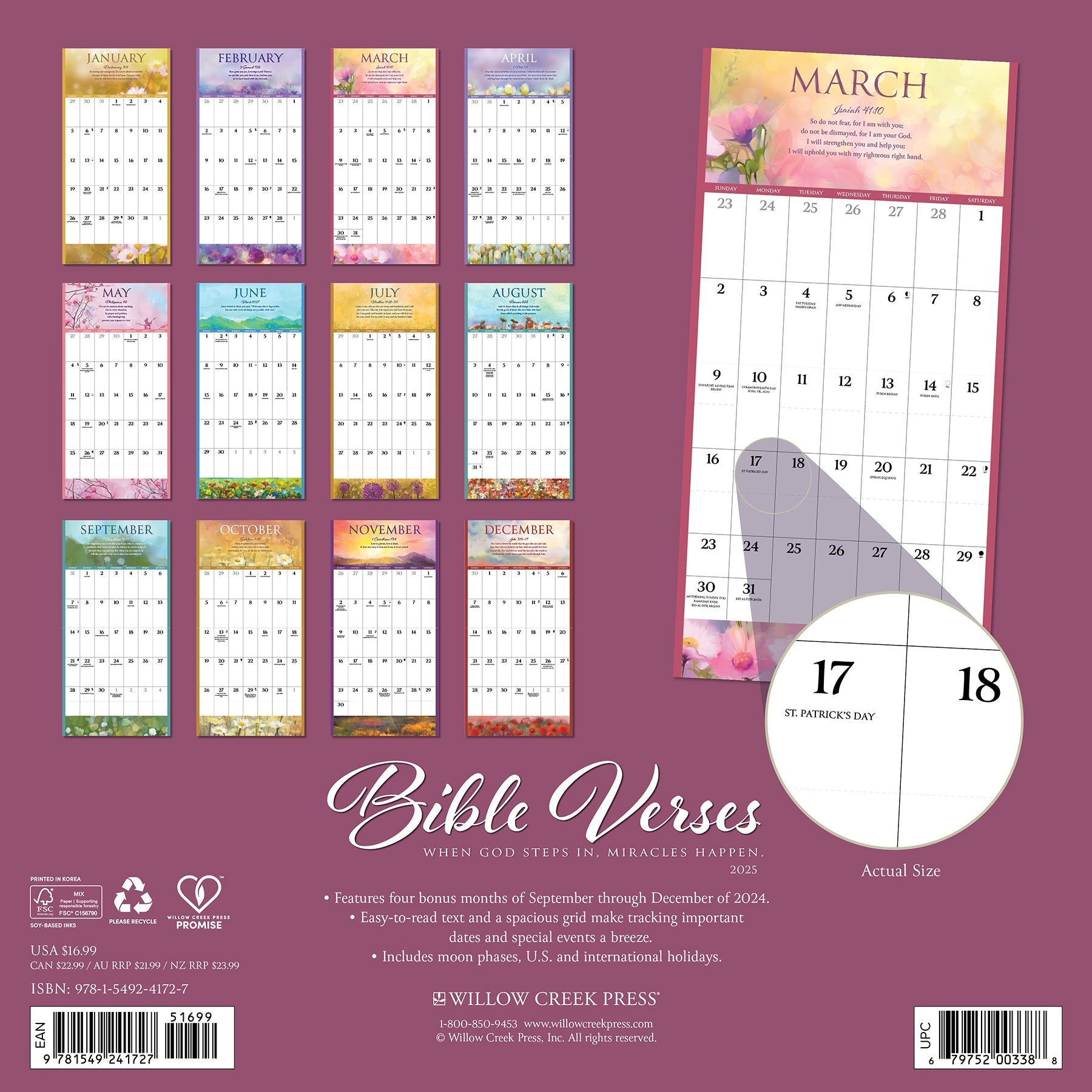 2025 Bible Verses - Square Wall Calendar