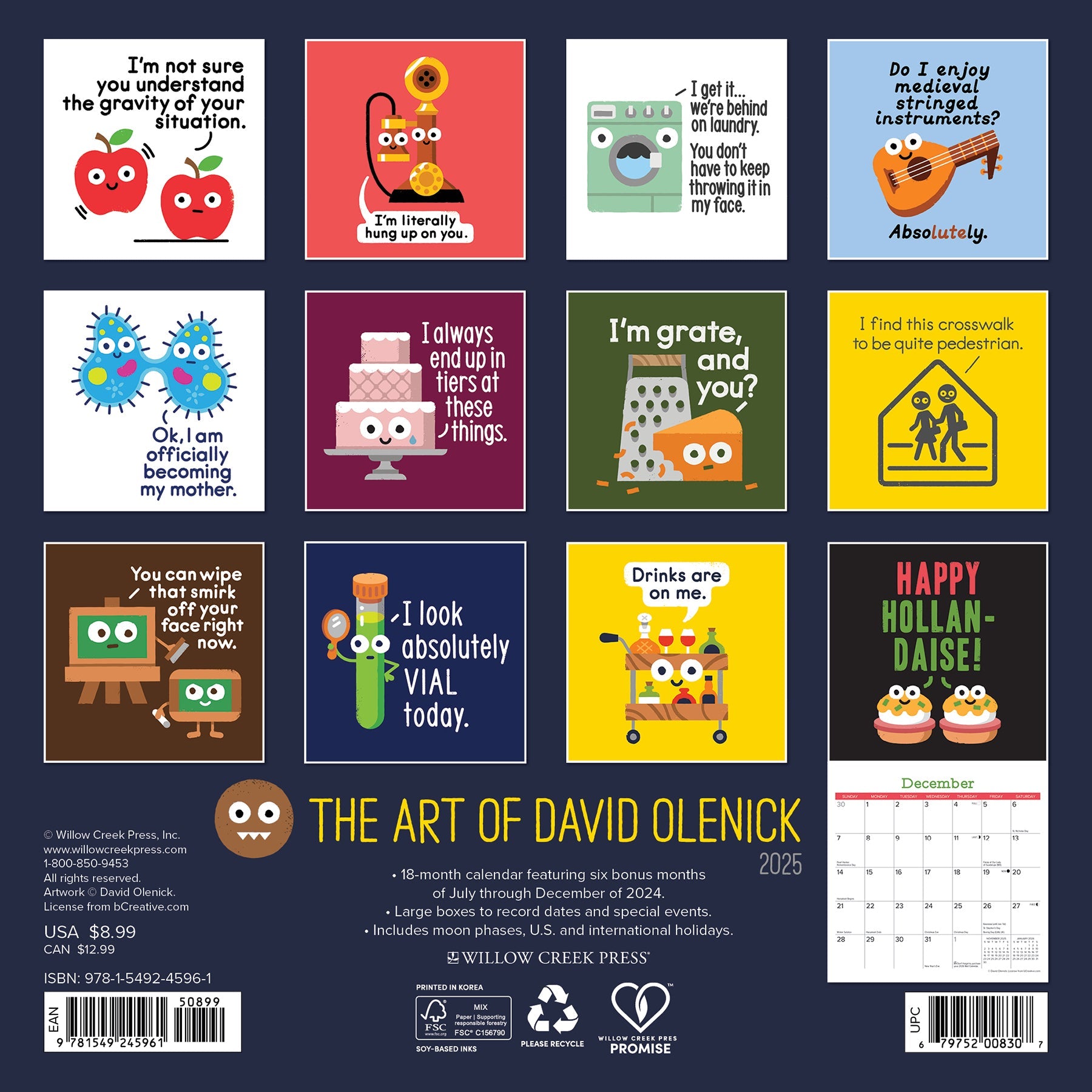 2025 The Art of David Olenick - Mini Wall Calendar