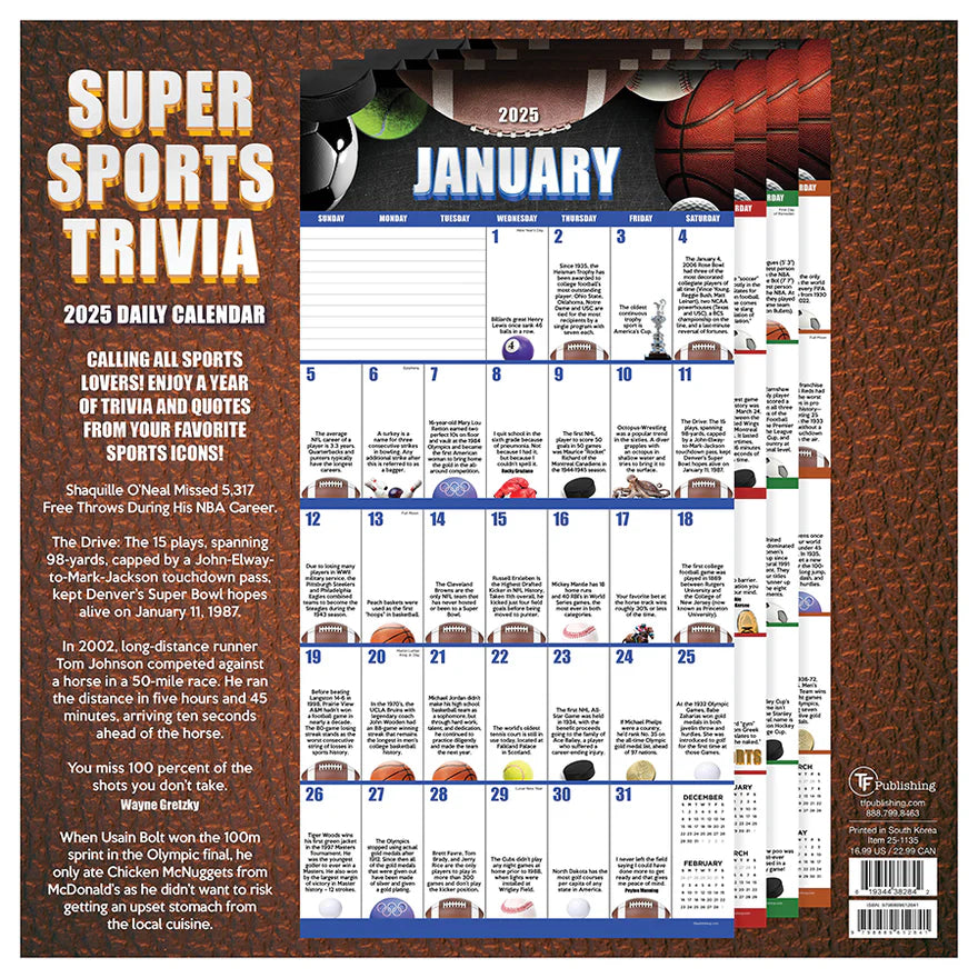 2025 Sports Facts & Trivia - Square Wall Calendar