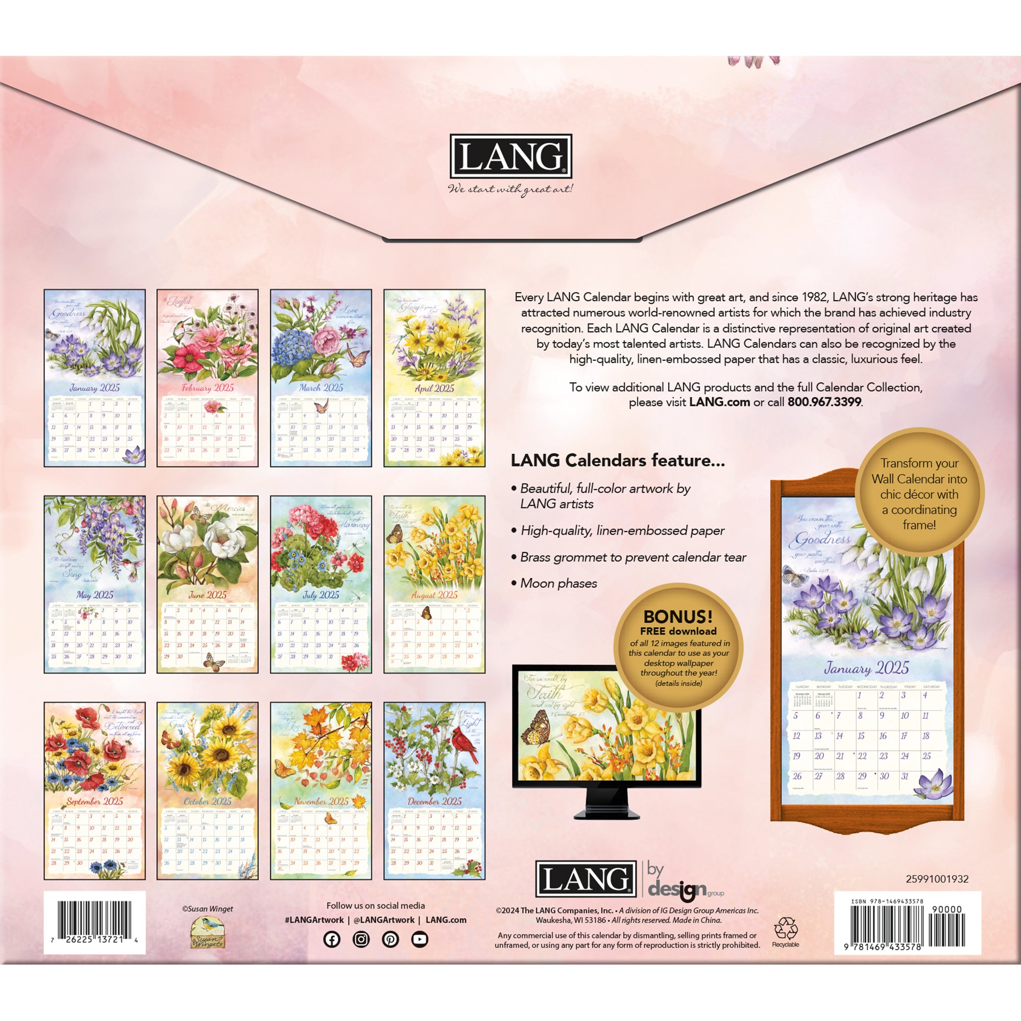 2025 Nature's Grace by Susan Winget - LANG Deluxe Wall Calendar
