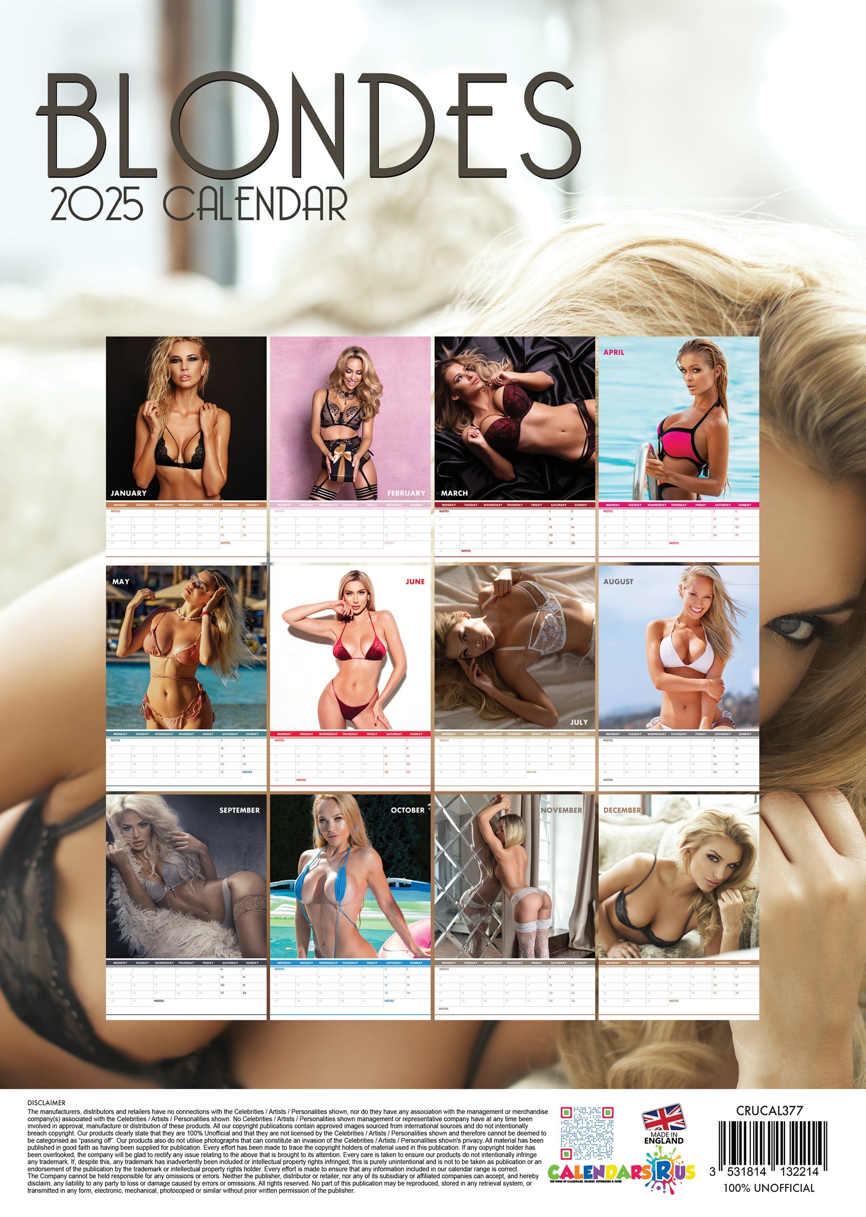 2025 Blondes - A3 Wall Calendar