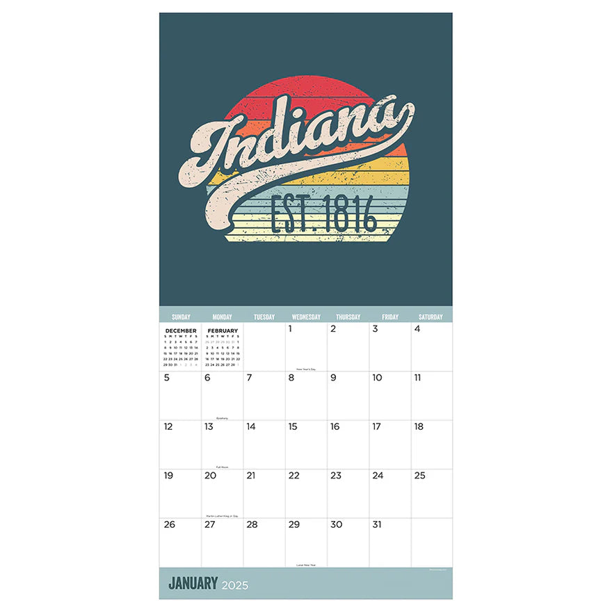 2025 Home: Indiana - Square Wall Calendar