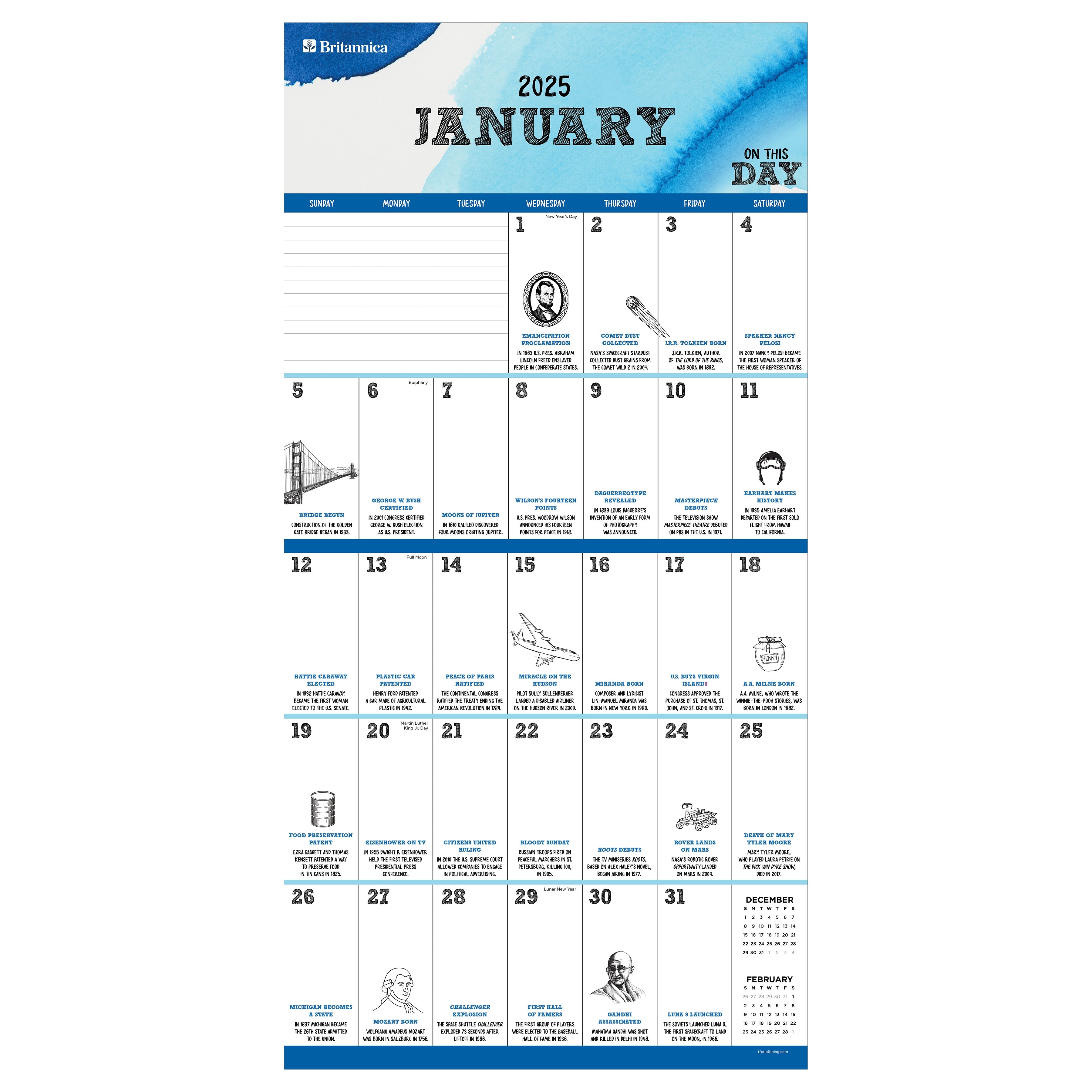 2025 On This Day - Square Wall Calendar