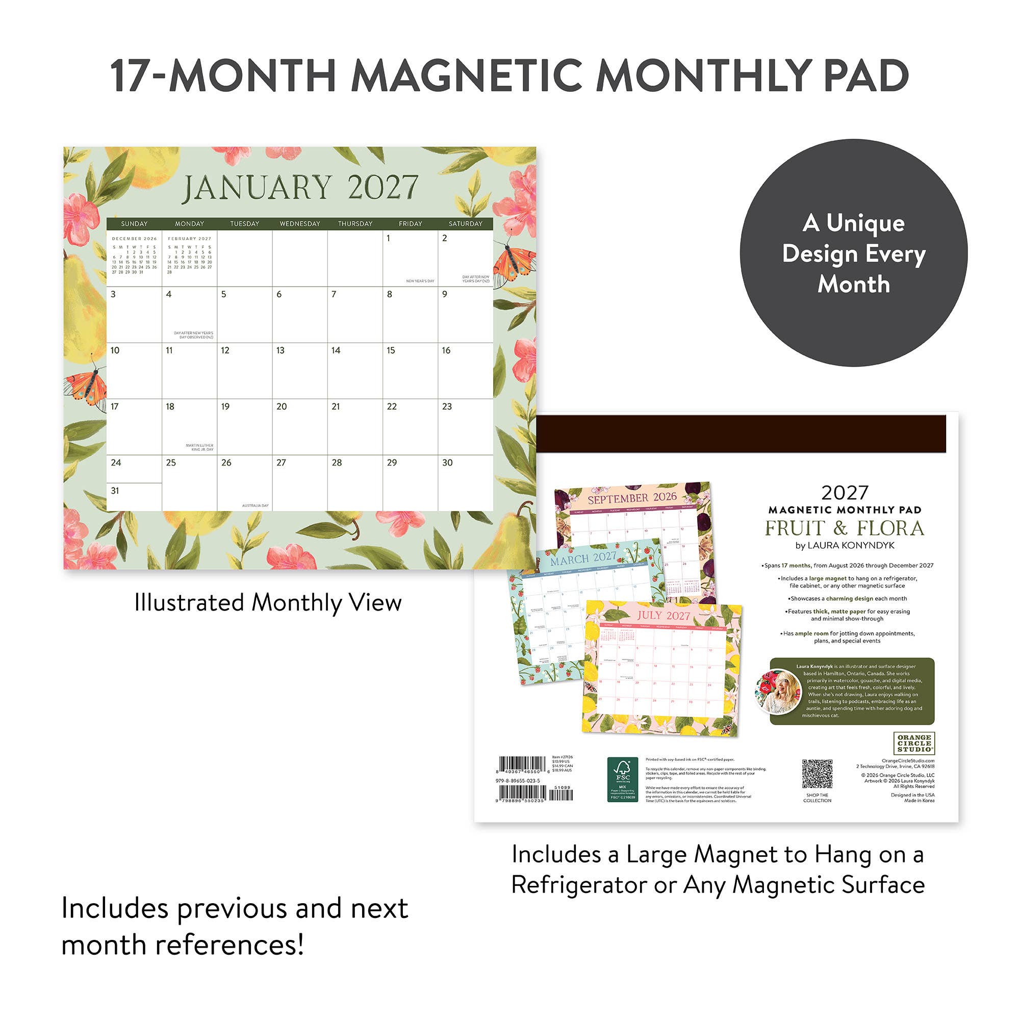 2027 Fruit & Flora Magnetic Monthly Pad