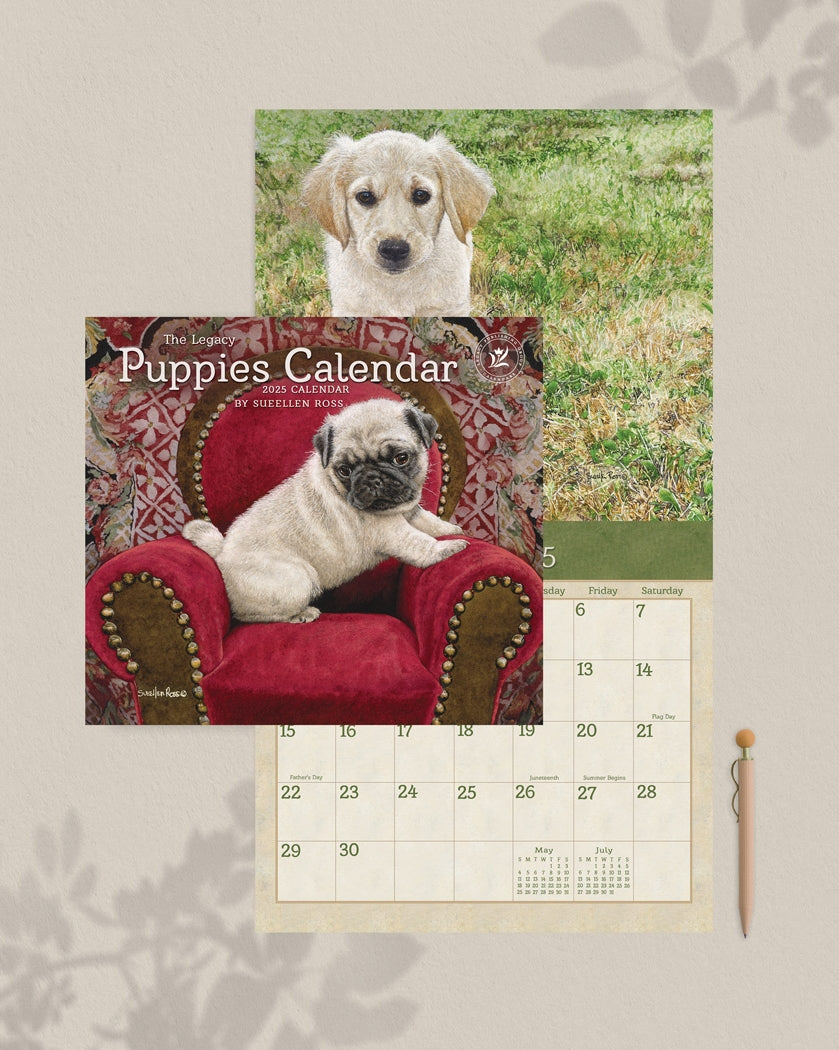 2025 Puppies - Legacy Deluxe Wall Calendar