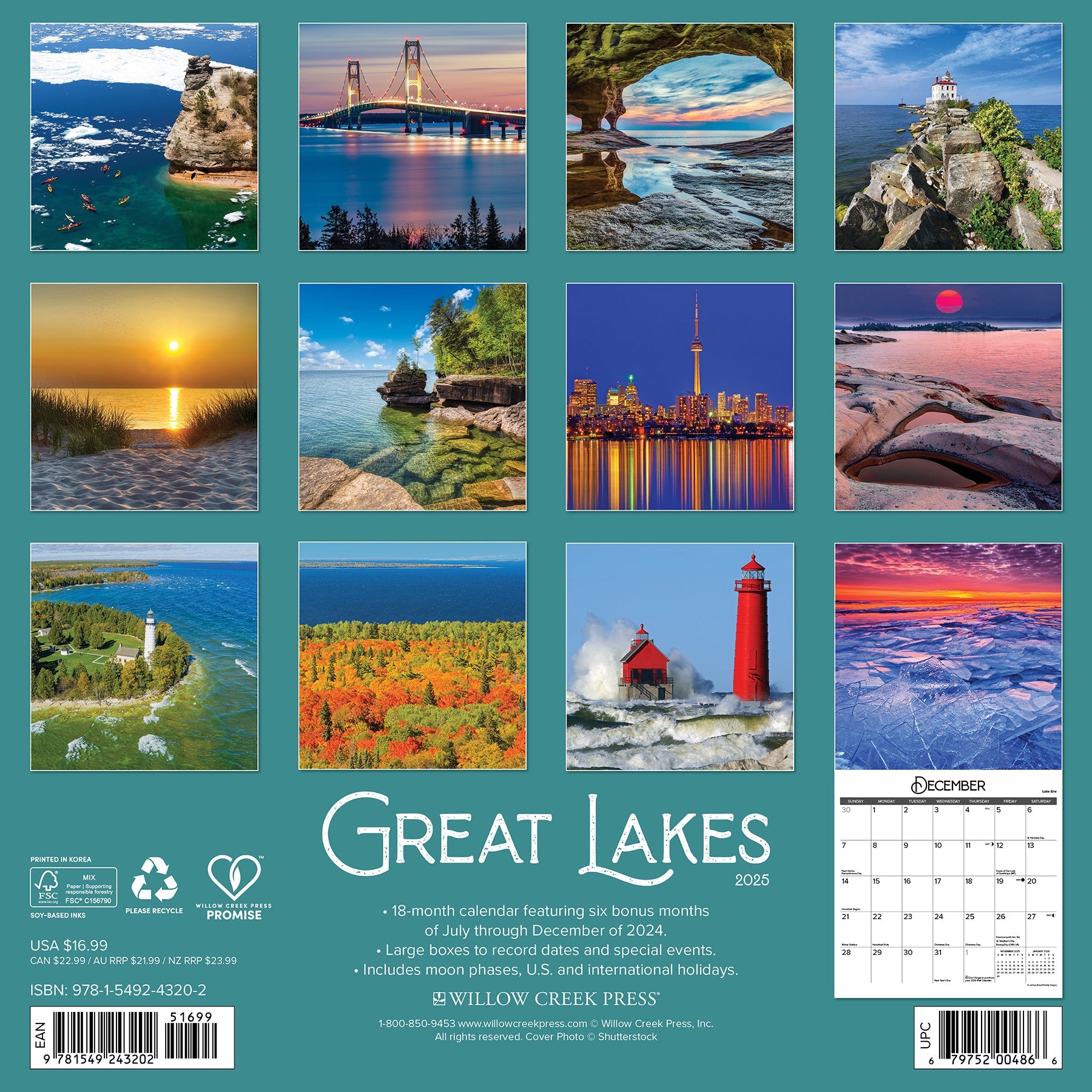 2025 Great Lakes - Square Wall Calendar