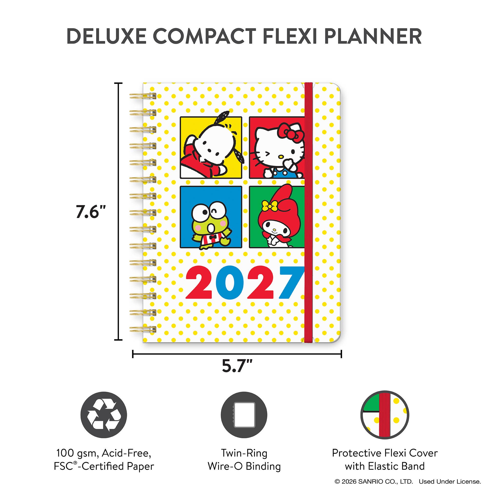 2027 Hello Kitty and Friends Retro Deluxe Compact Flexi Planner