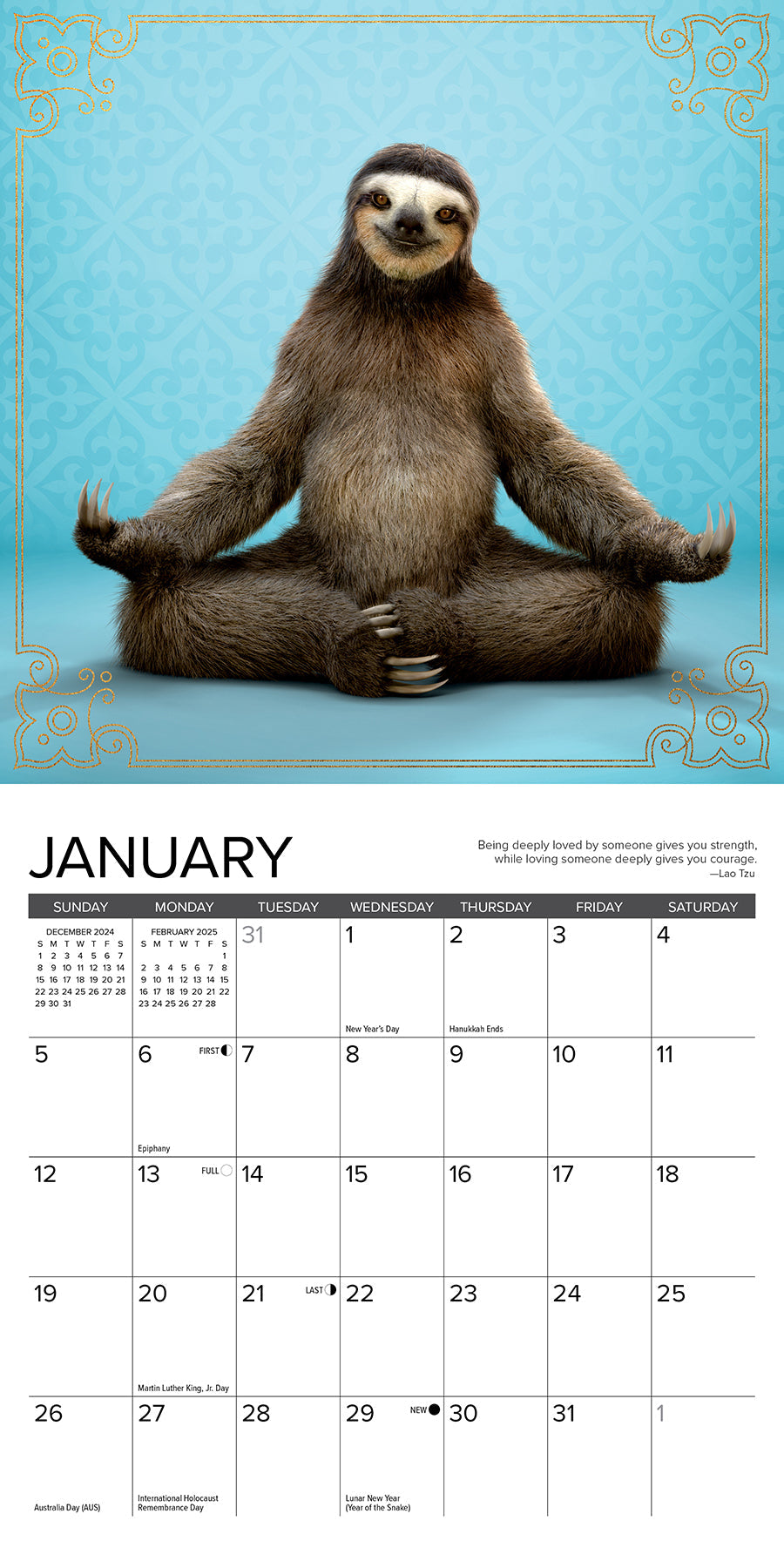 2025 Sloth Yoga - Mini Wall Calendar