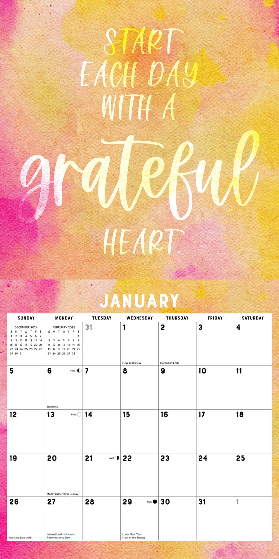 2025 Grateful, Thankful, Blessed - Square Wall Calendar