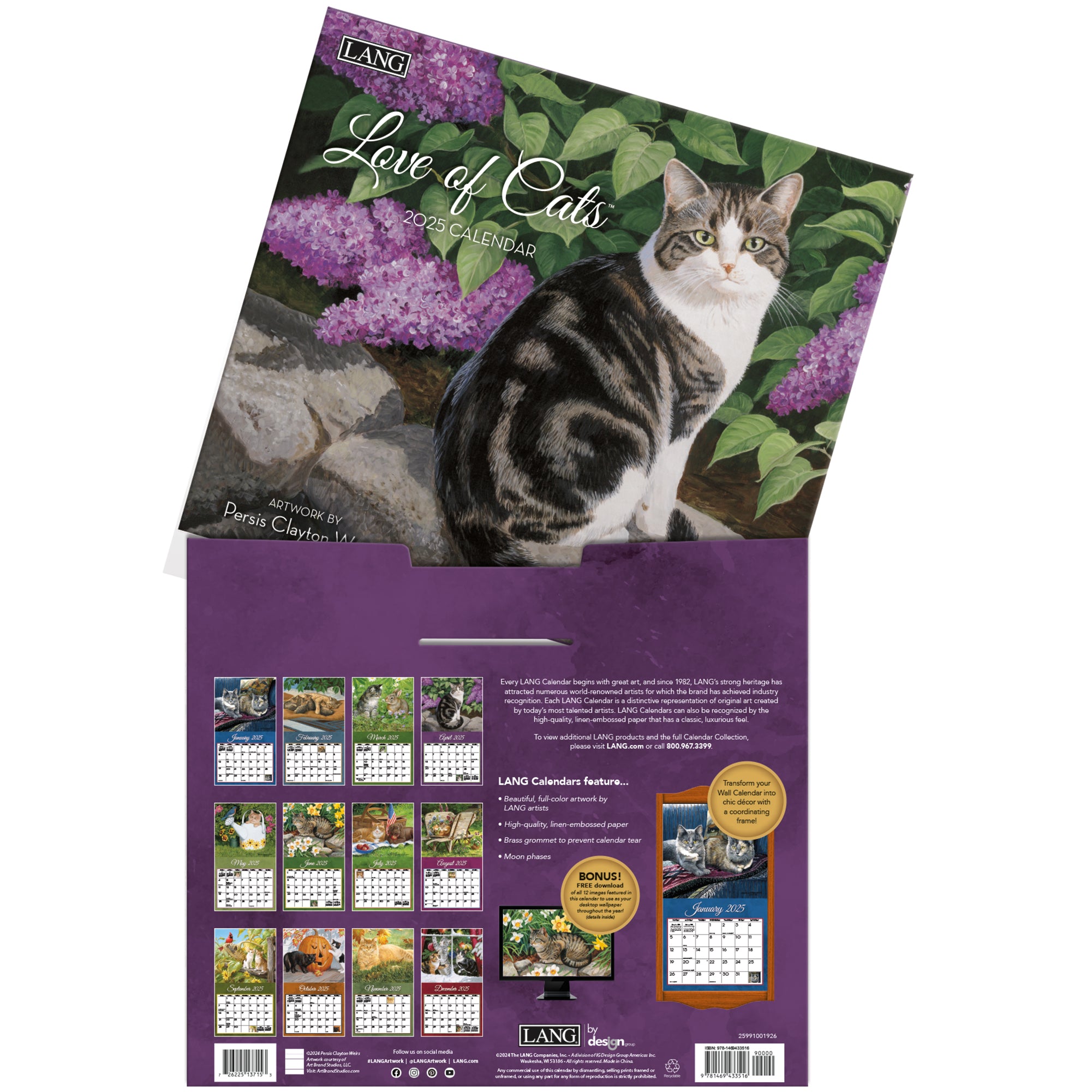 2025 Love Of Cats By Persis Clayton Weirs - LANG Deluxe Wall Calendar